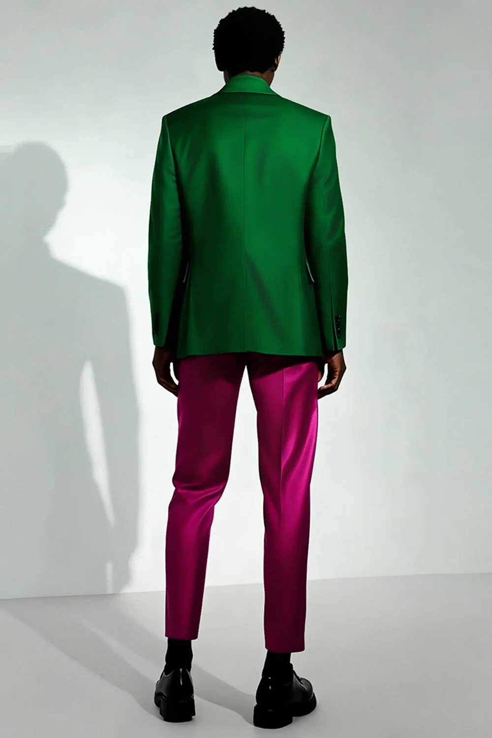 Dark Green Peak Lapel Single Breasted Men's Formal Blazer - Image 3