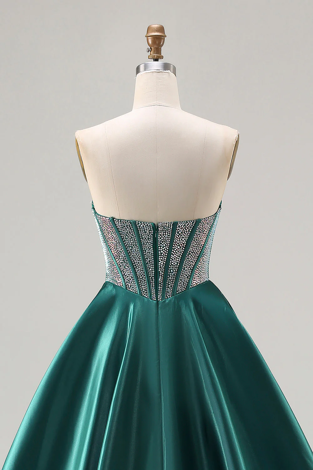 Dark Green Princess Sweetheart Beaded Corset Long Prom Dress - Image 5