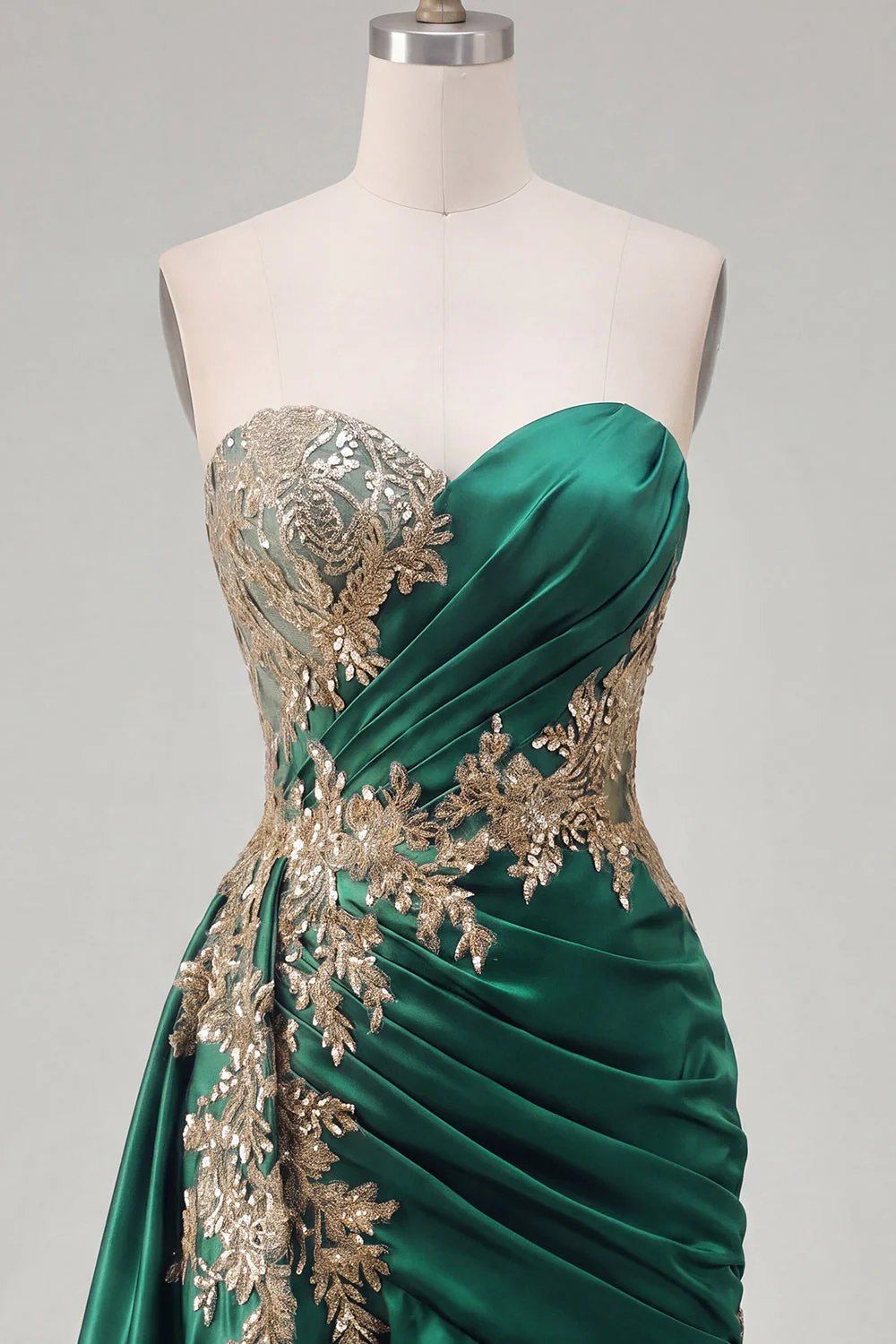 Dark Green Satin Bodycon Sweetheart Ruffled Cocktail Dress with Sash - Image 5