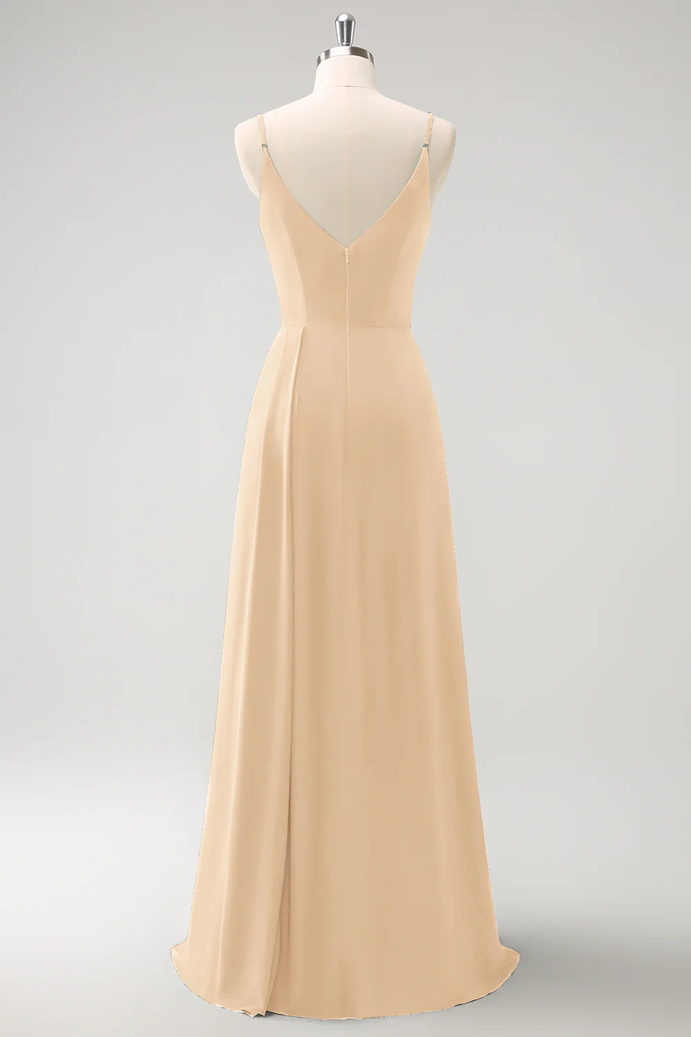 Dark Green Spaghetti Straps Ruche Long Bridesmaid Dress with Slit - Image 12