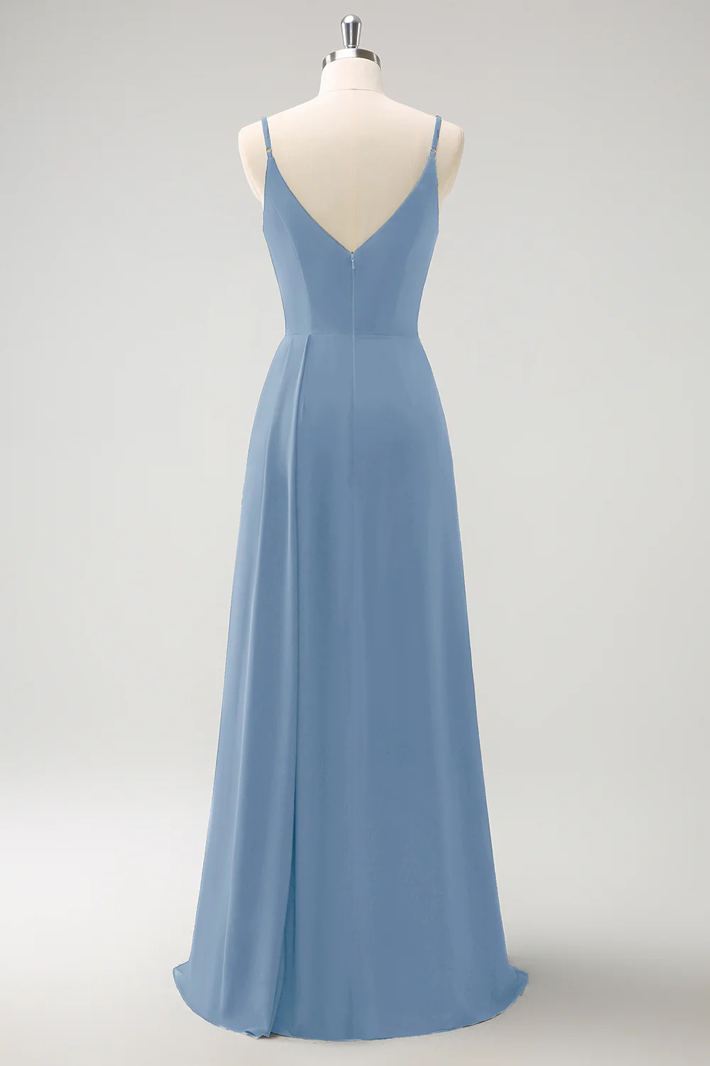 Dark Green Spaghetti Straps Ruche Long Bridesmaid Dress with Slit - Image 14