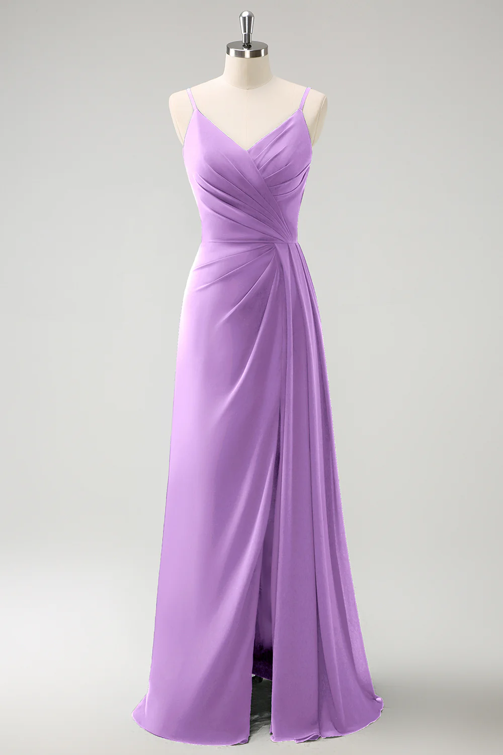 Dark Green Spaghetti Straps Ruche Long Bridesmaid Dress with Slit - Image 23