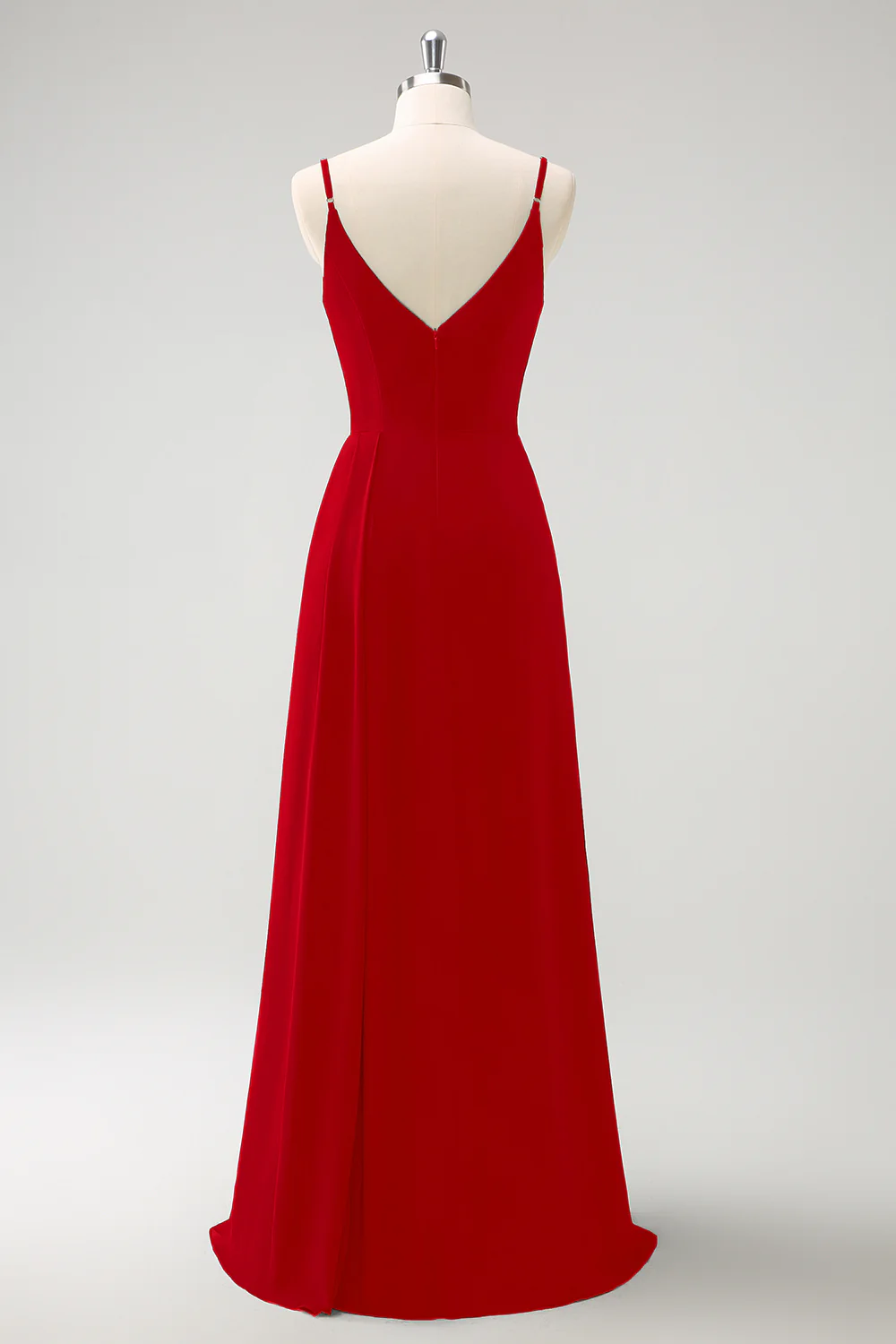 Dark Green Spaghetti Straps Ruche Long Bridesmaid Dress with Slit - Image 26