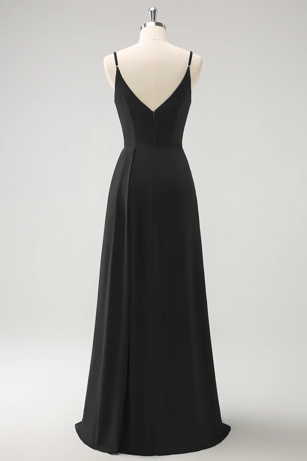 Dark Green Spaghetti Straps Ruche Long Bridesmaid Dress with Slit - Image 8