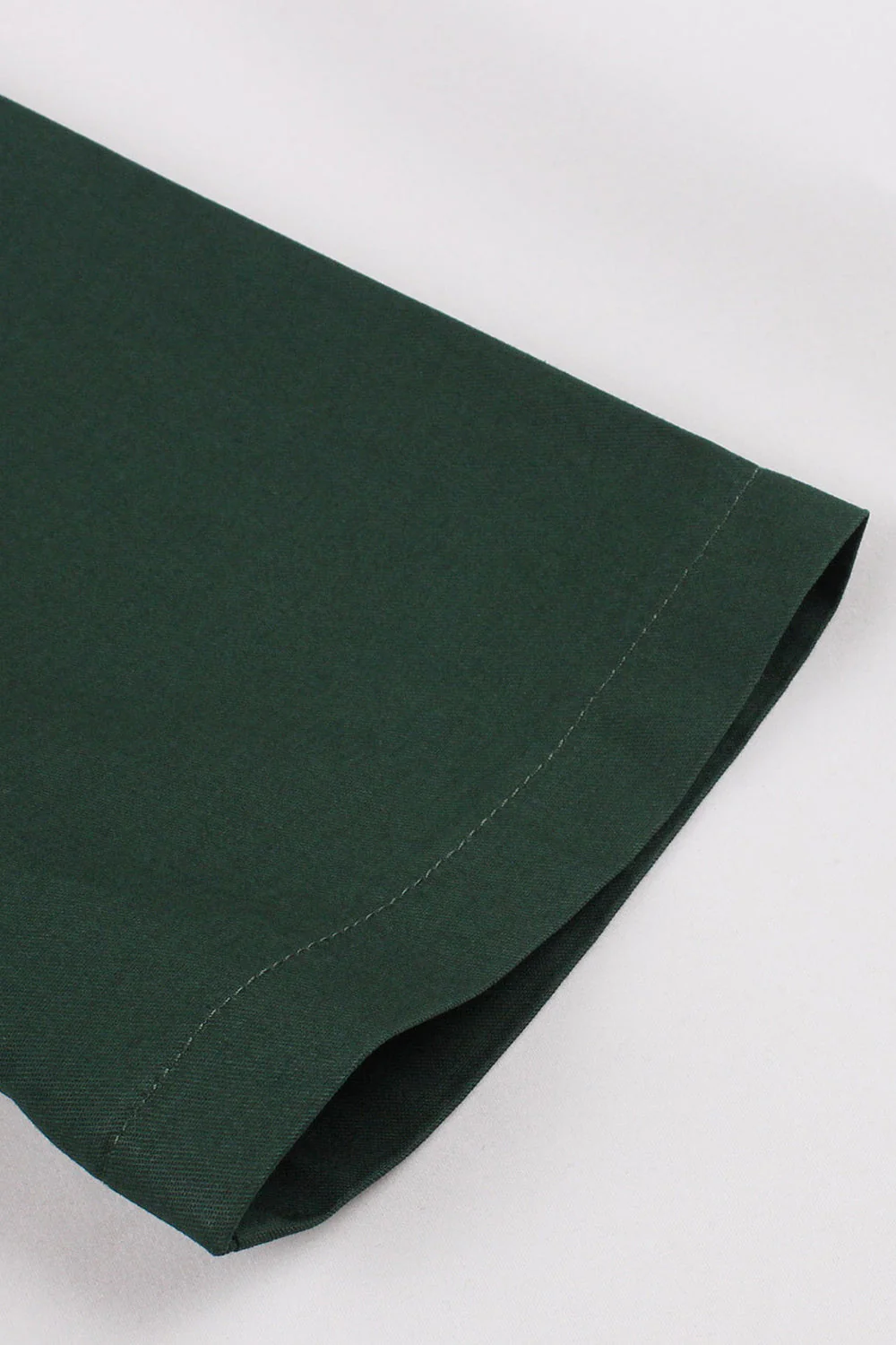 Dark Green Stand Collar Vintage 1950s Dress - Image 4