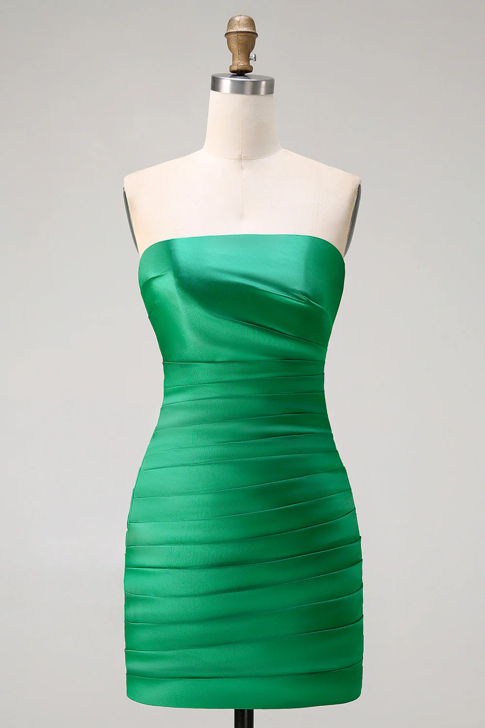 Dark Green Strapless A Line Bowed 2 Piece Long Prom Dress with Slit - Image 4