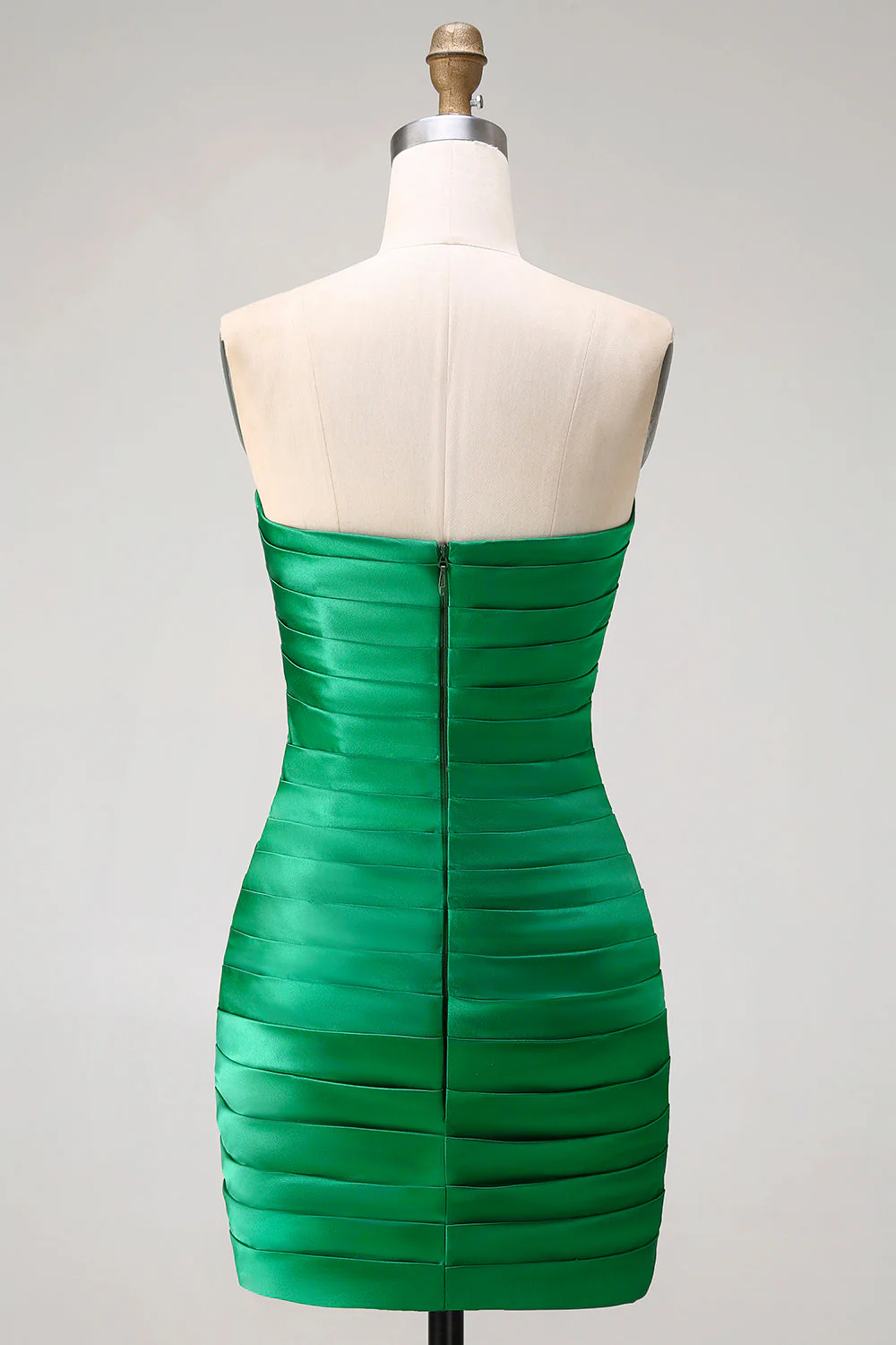 Dark Green Strapless A Line Bowed 2 Piece Long Prom Dress with Slit - Image 5
