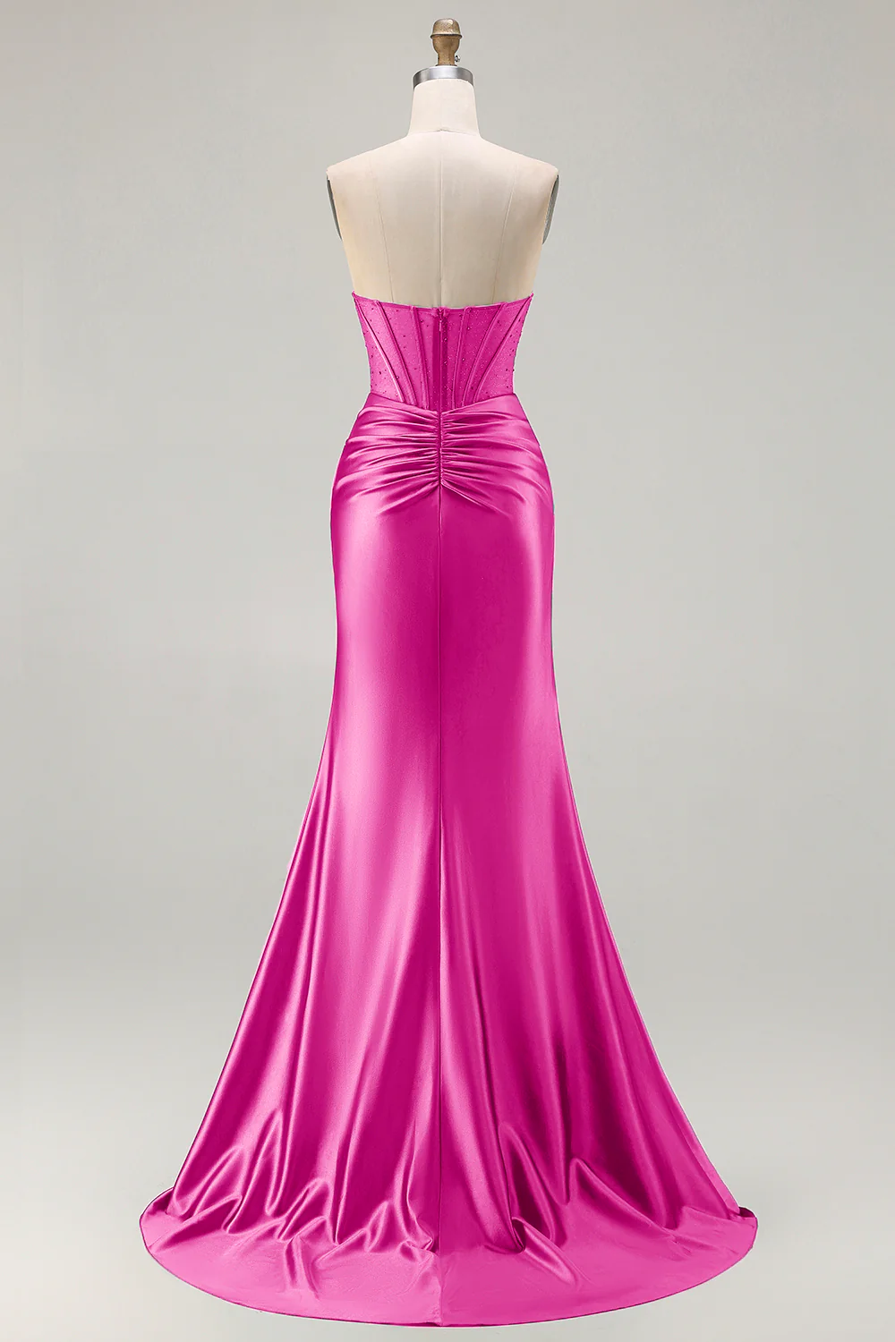 Dark Green Strapless Mermaid Corset Beaded Long Prom Dress with Slit - Image 12