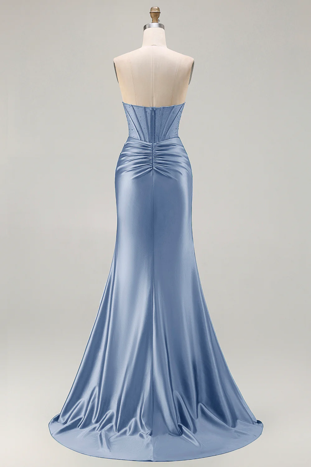 Dark Green Strapless Mermaid Corset Beaded Long Prom Dress with Slit - Image 16