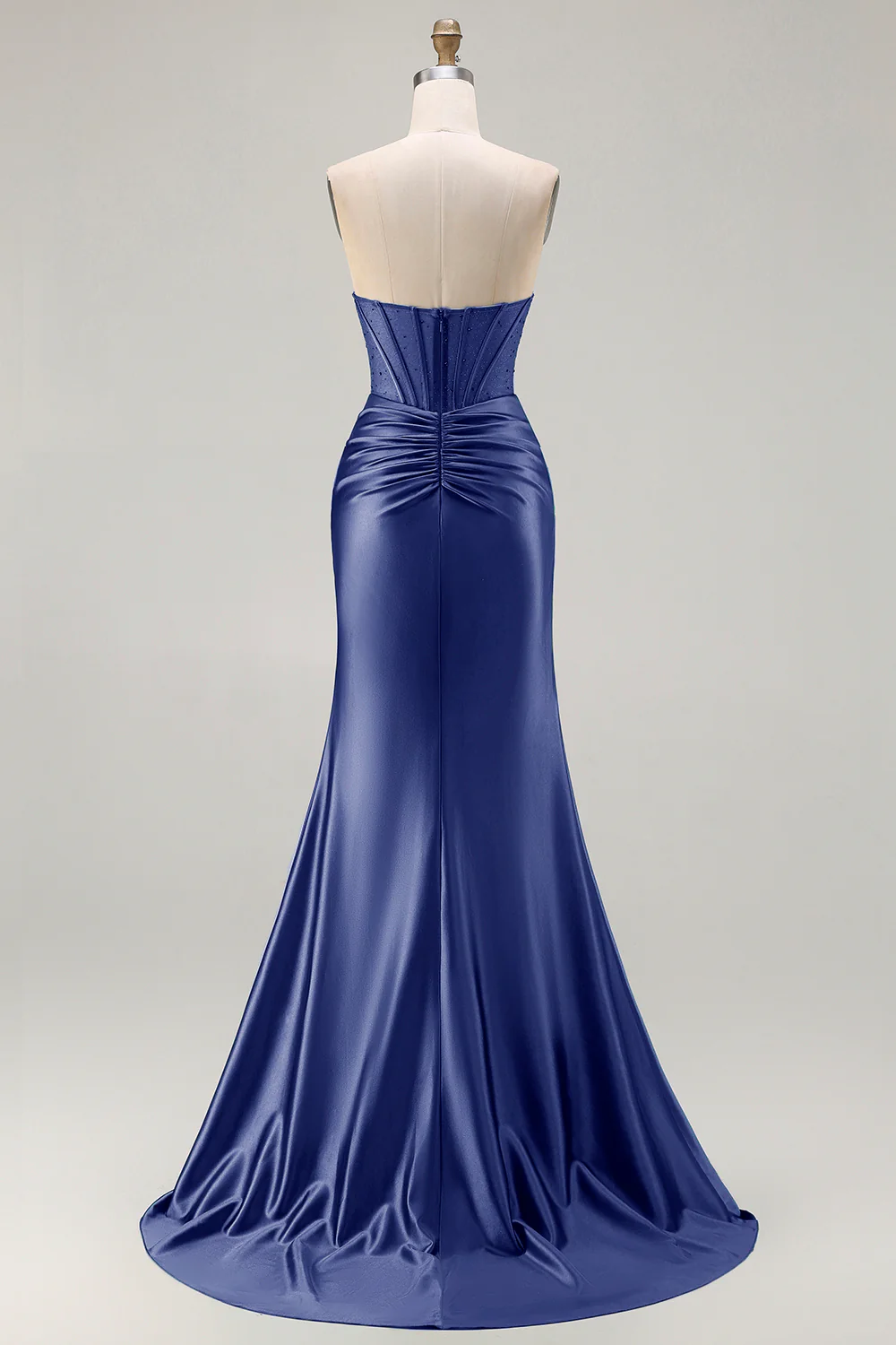 Dark Green Strapless Mermaid Corset Beaded Long Prom Dress with Slit - Image 18