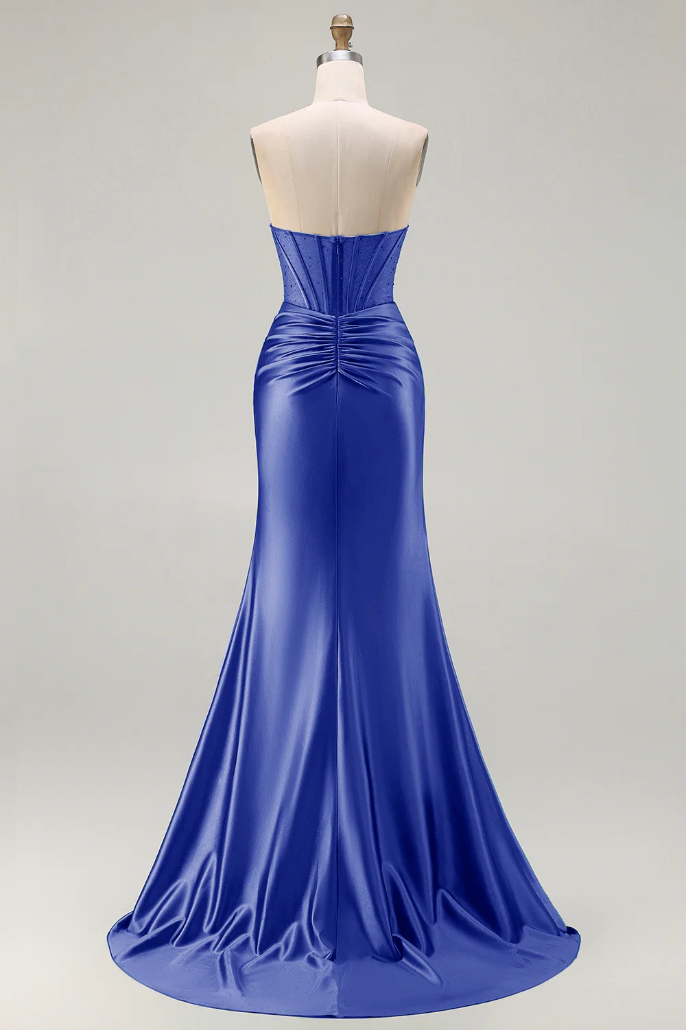 Dark Green Strapless Mermaid Corset Beaded Long Prom Dress with Slit - Image 22