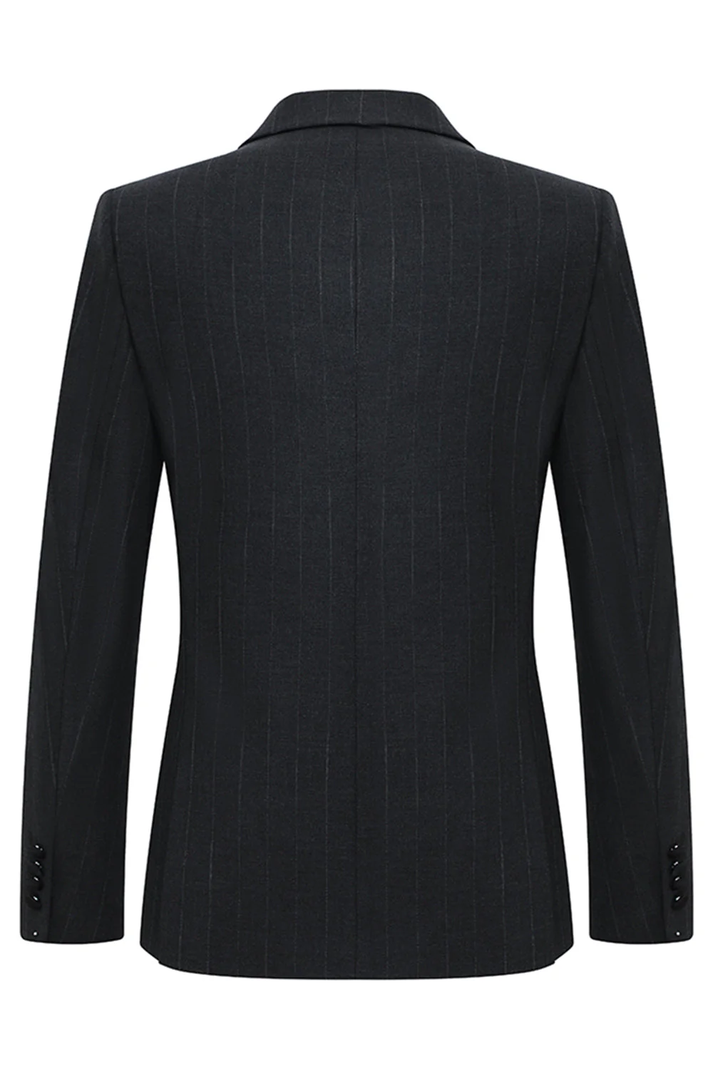 Dark Grey 2 Piece Peak Lapel Double Breasted Striped Men's Suits - Image 3