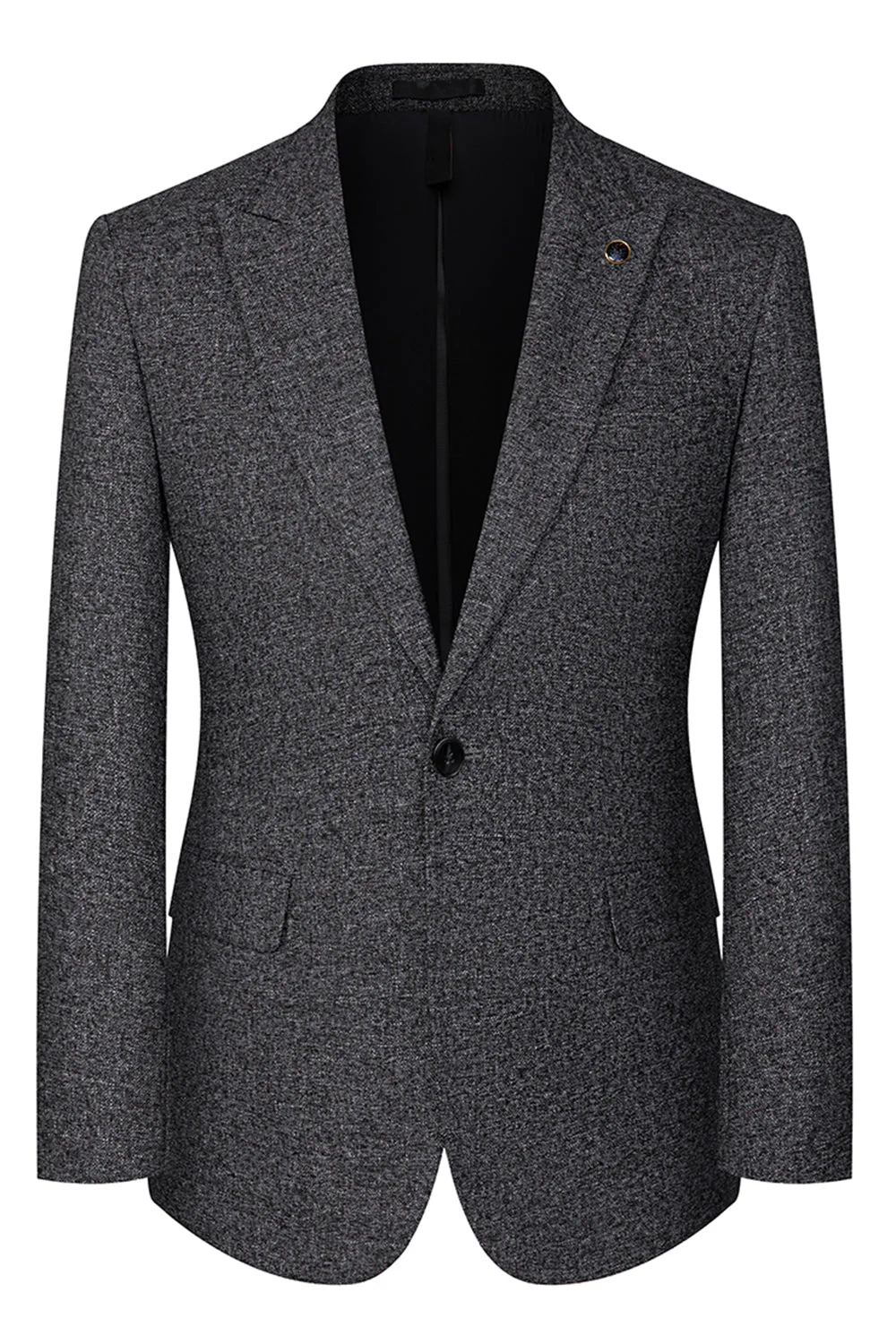 Dark Grey 3 Piece Peak Lapel Slim Fit Men's Wedding Suits - Image 2