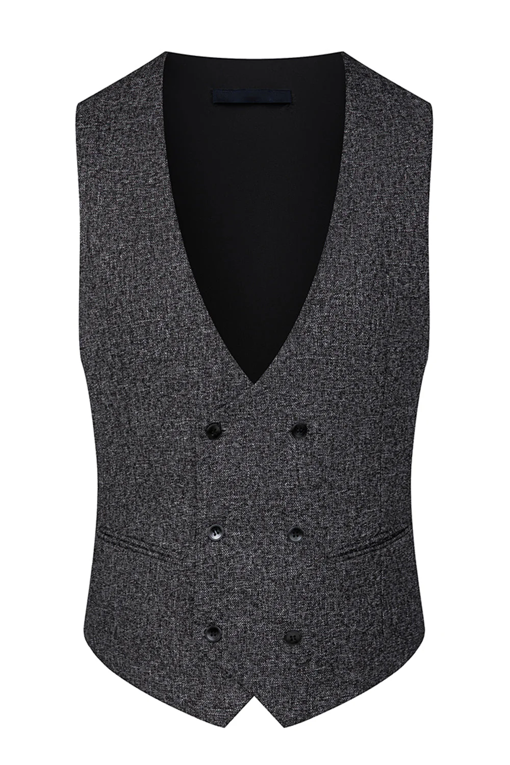 Dark Grey 3 Piece Peak Lapel Slim Fit Men's Wedding Suits - Image 4