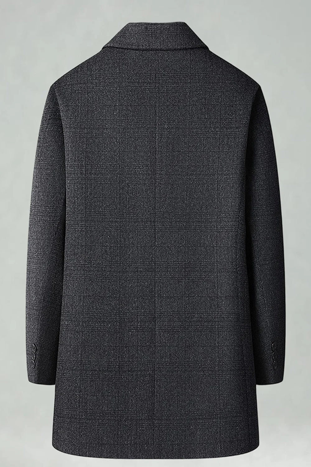 Dark Grey Lapel Single Breasted Long Men's Winter Coat - Image 2
