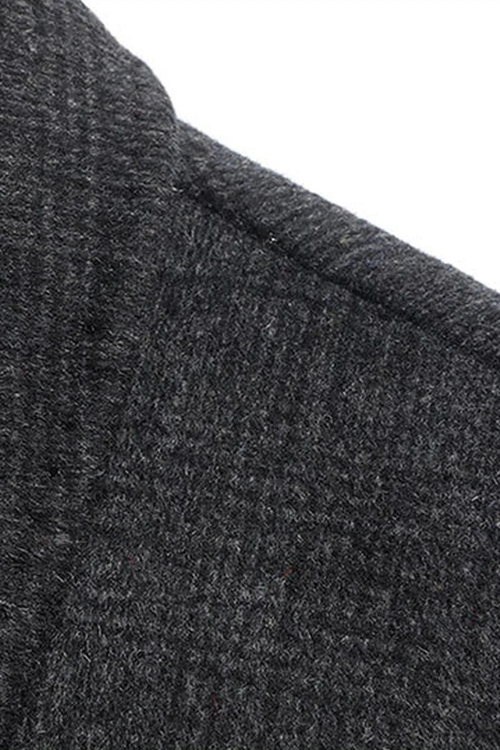 Dark Grey Lapel Single Breasted Long Men's Winter Coat - Image 5