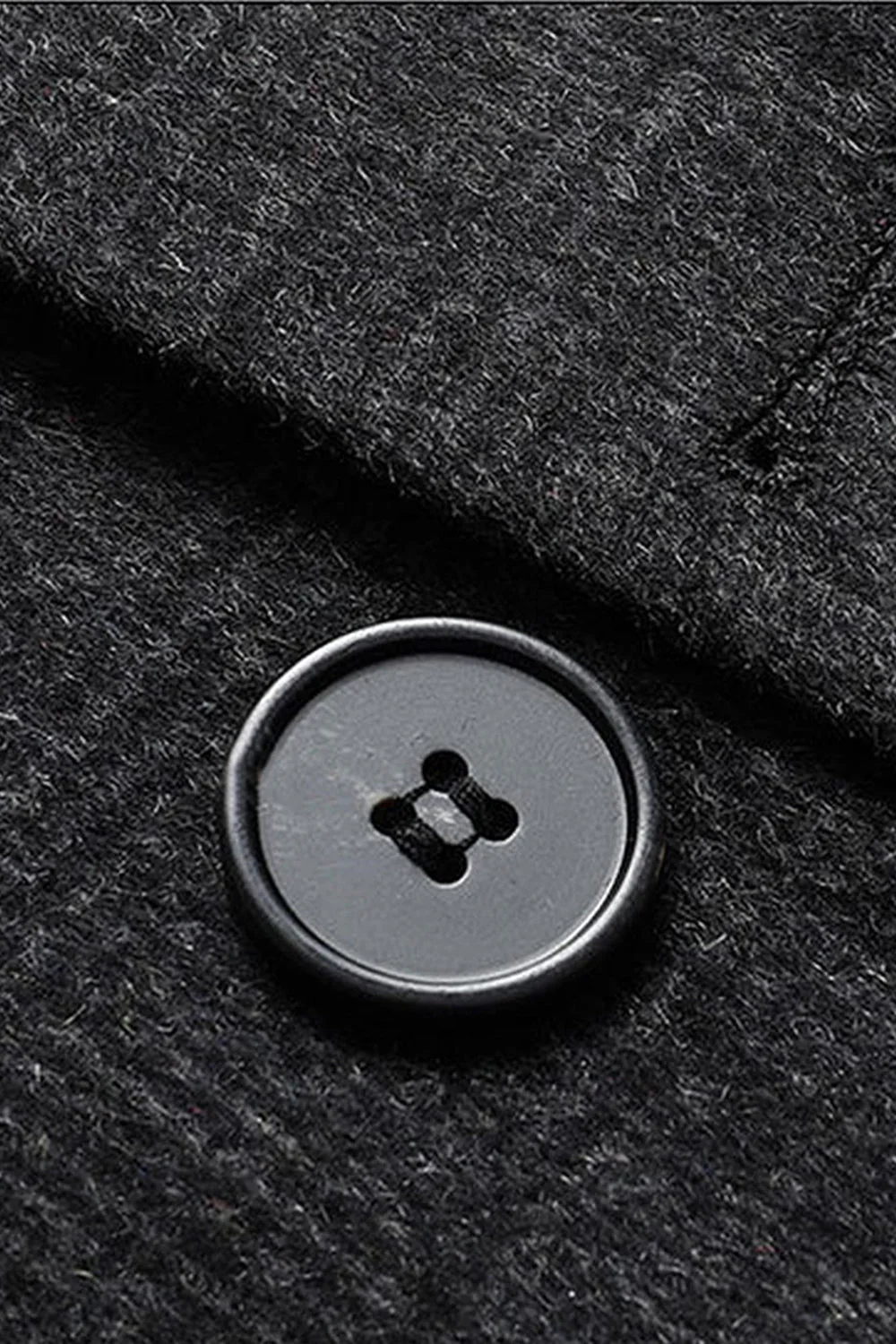 Dark Grey Lapel Single Breasted Long Men's Winter Coat - Image 7