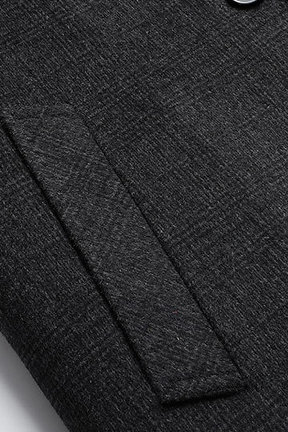 Dark Grey Lapel Single Breasted Long Men's Winter Coat - Image 8