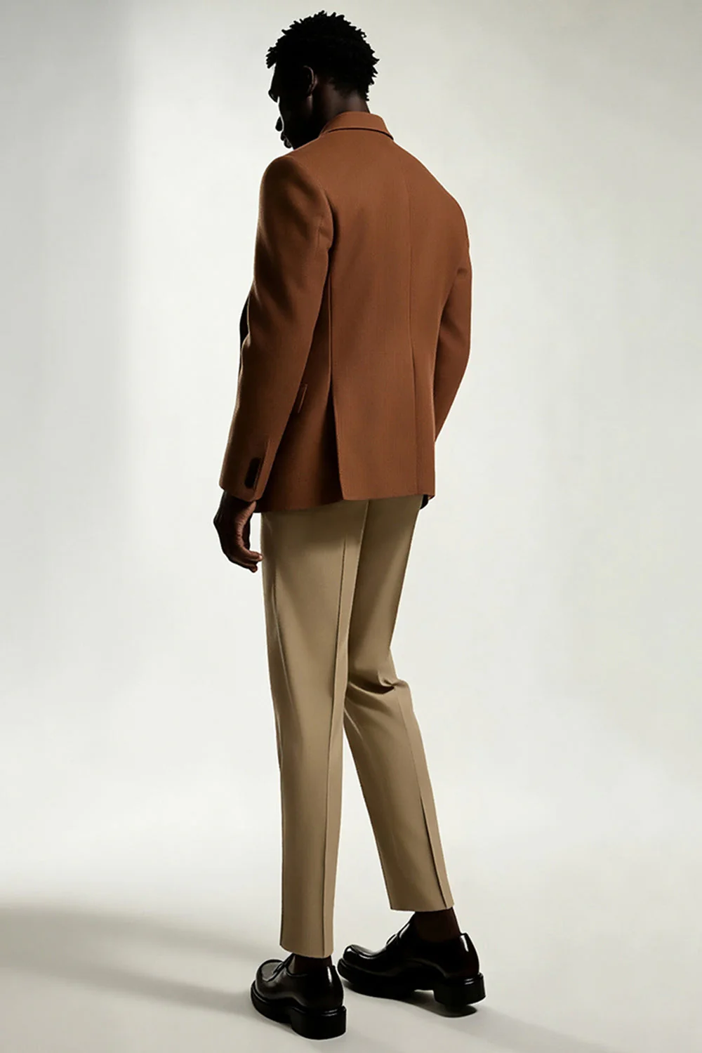 Dark Khaki Notched Lapel Singel Breasted Men's Suits - Image 2