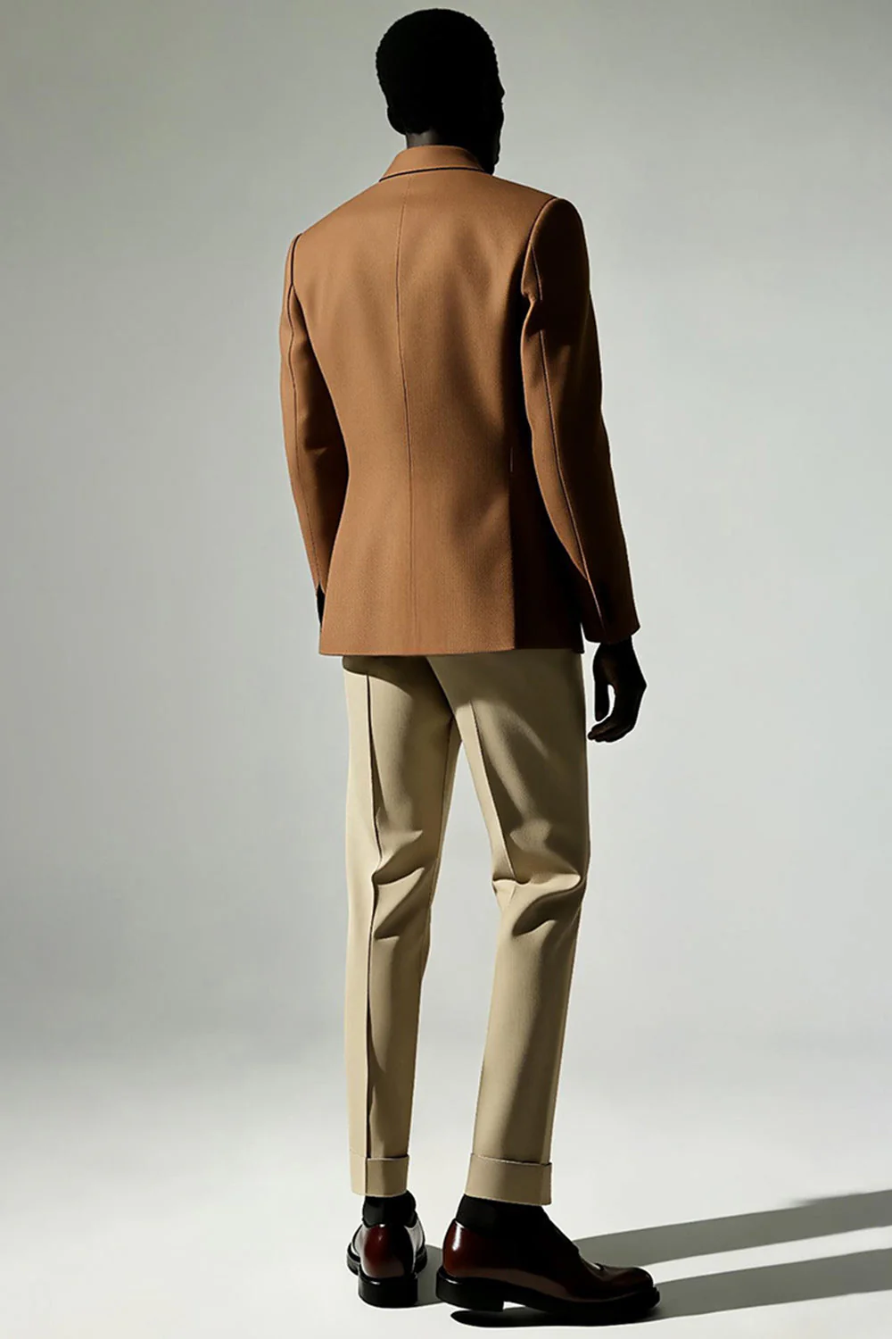 Dark Khaki Singel Breasted Peak Lapel Men's Suits - Image 2