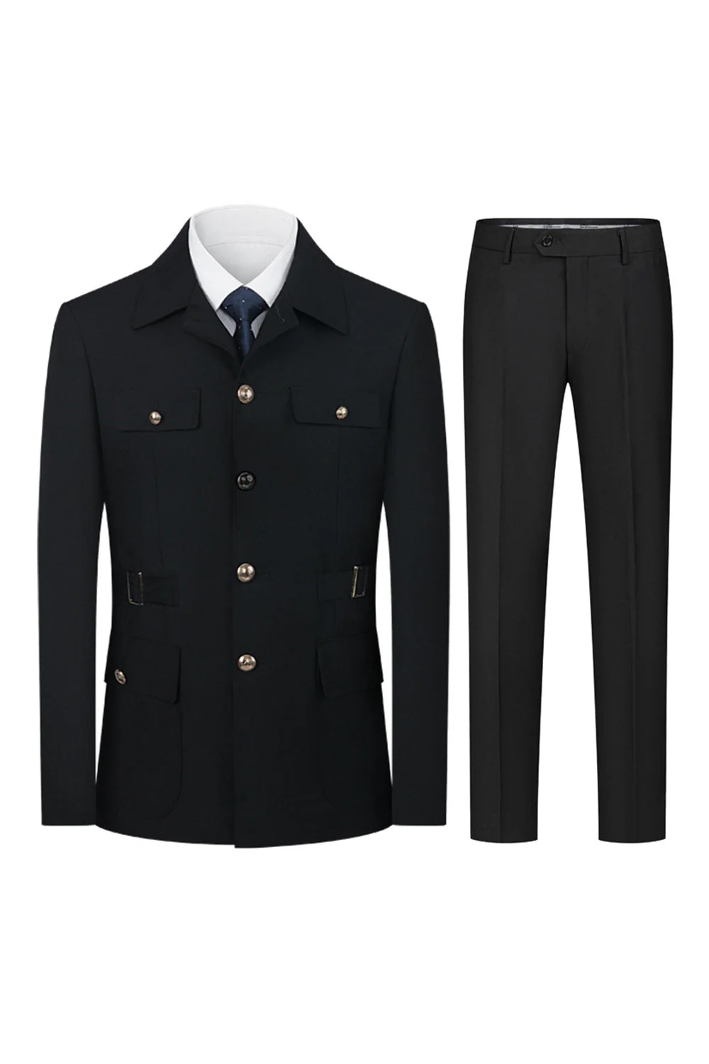 Dark Navy 2 Piece Single Breasted Men's Suits - Image 10