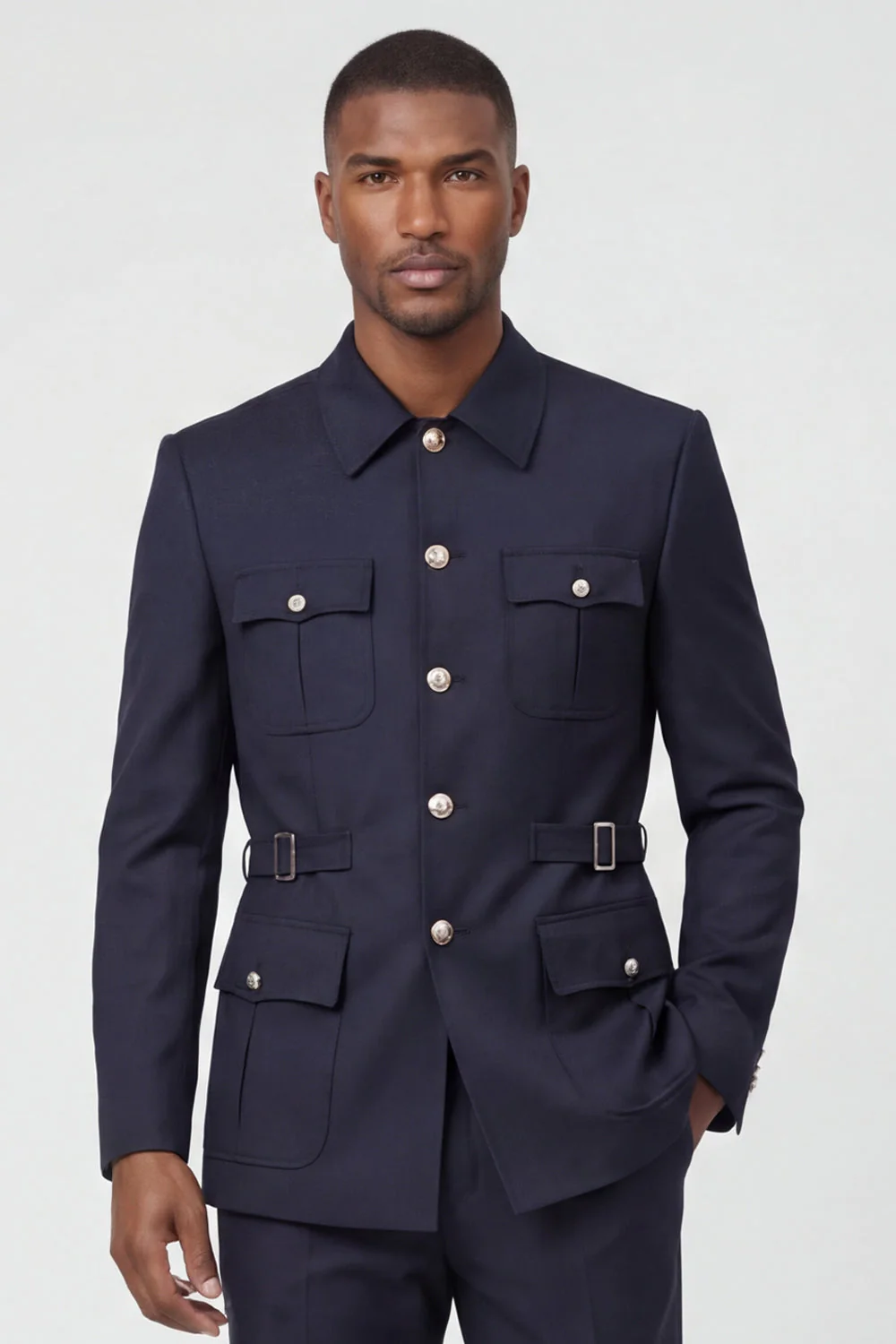 Dark Navy 2 Piece Single Breasted Men's Suits - Image 3