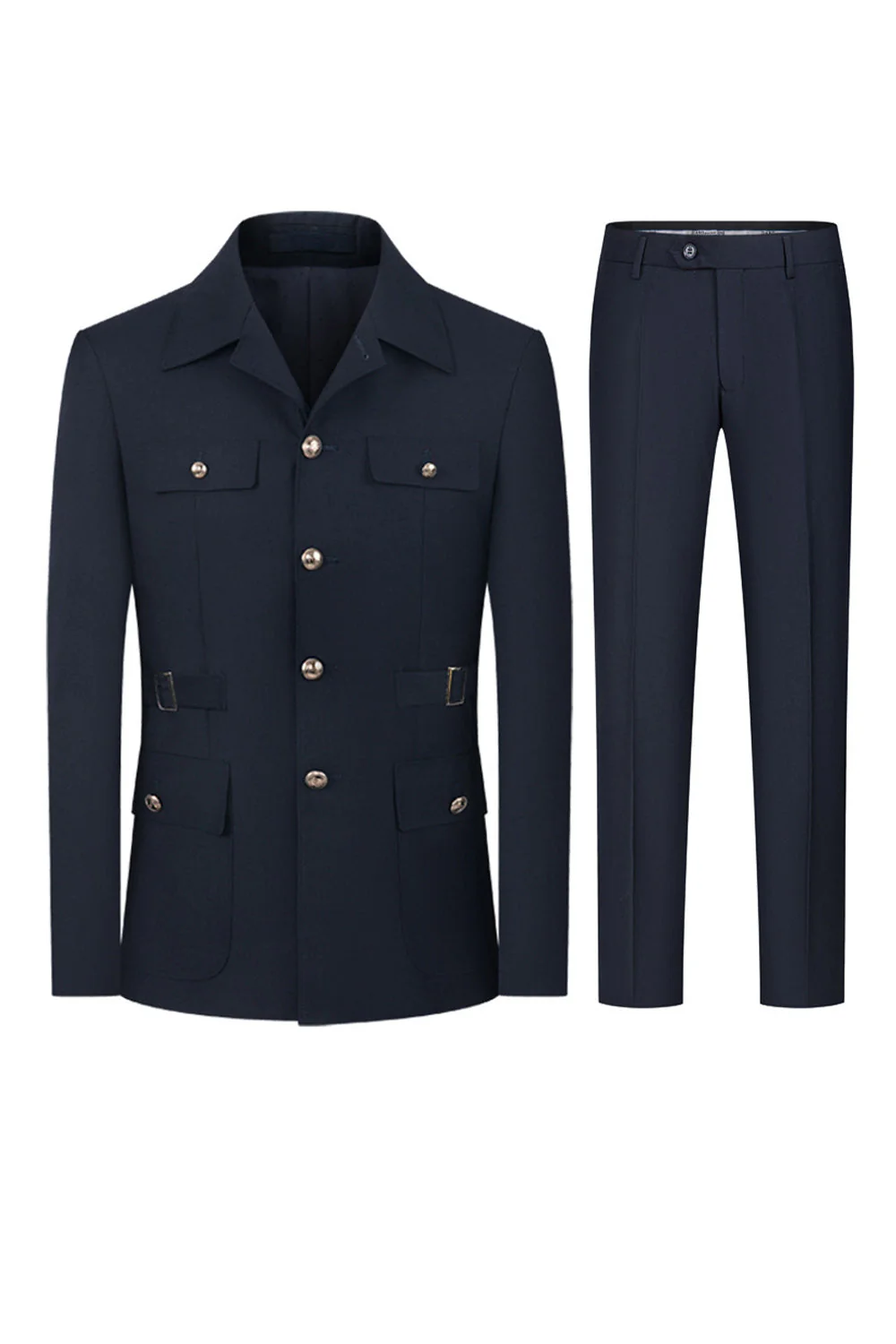 Dark Navy 2 Piece Single Breasted Men's Suits - Image 4