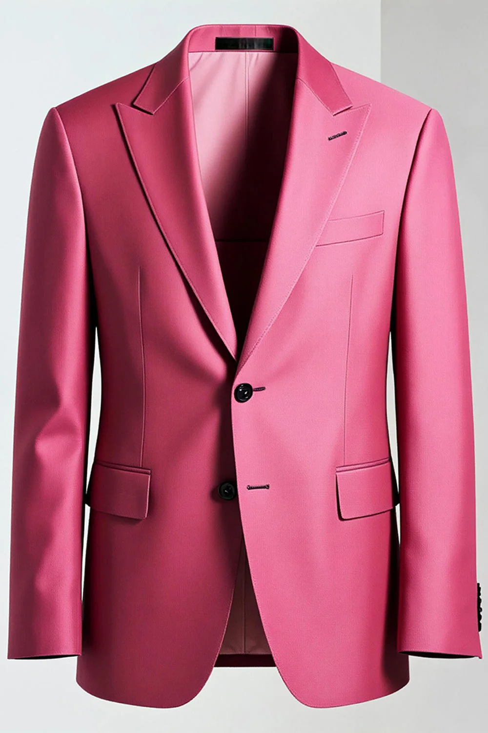 Dark Pink Peak Lapel One Button Men's Prom Suits - Image 4