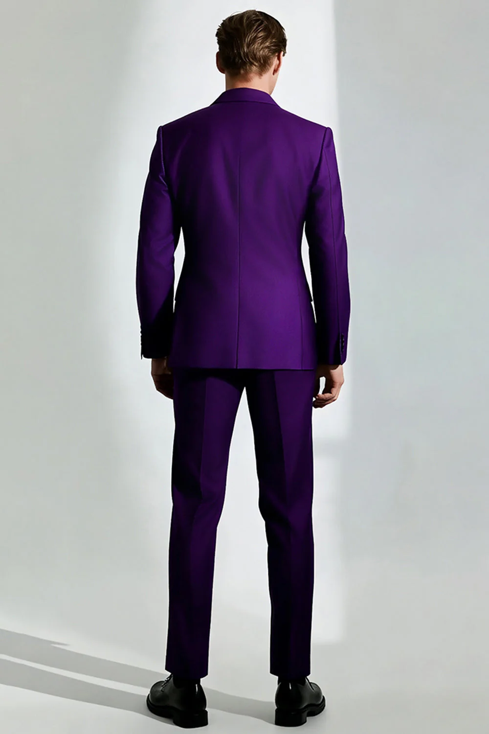 Dark Purple One Button Peak Lapel Men's Prom Suits - Image 2