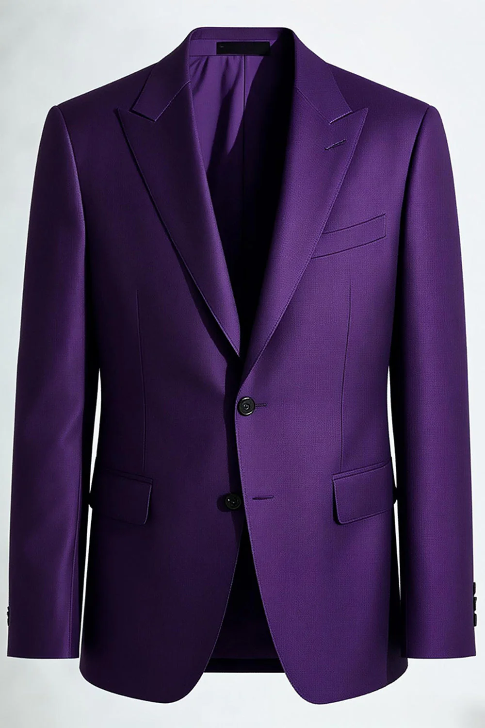 Dark Purple One Button Peak Lapel Men's Prom Suits - Image 4