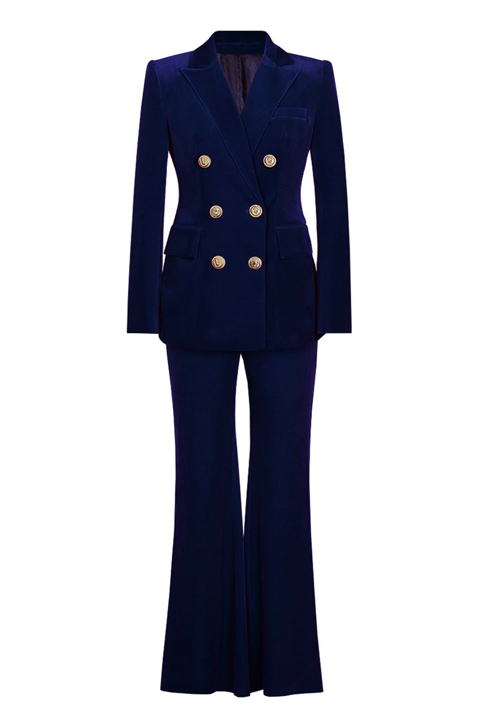 Dark Red 2-Piece Double Breasted Velvet Peak Lapel Women Suits - Image 3