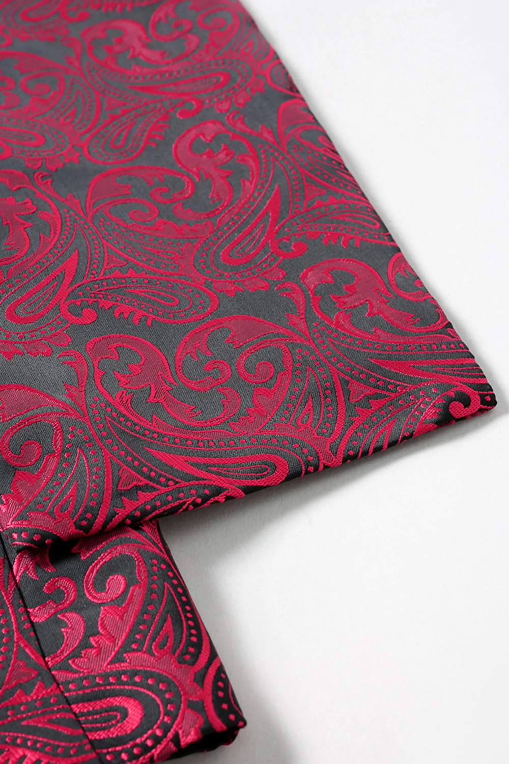 Dark Red Jacquard Shawl Lapel Men's Prom Blazer - Image 4
