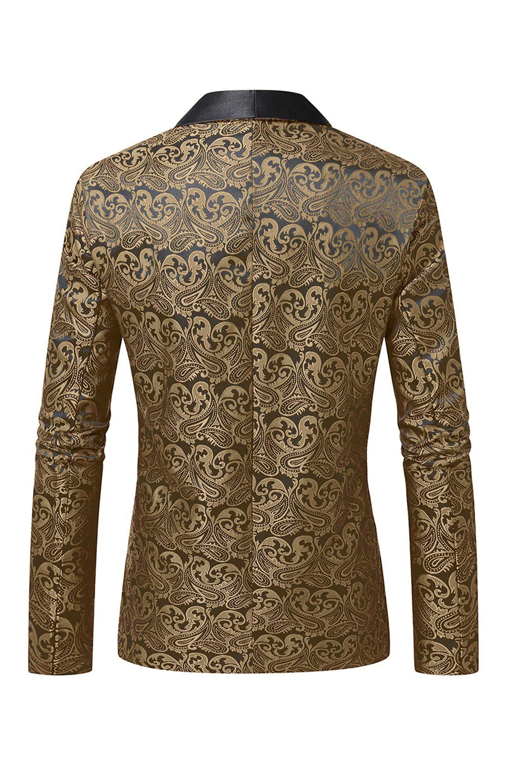 Dark Red Jacquard Shawl Lapel Men's Prom Blazer - Image 6