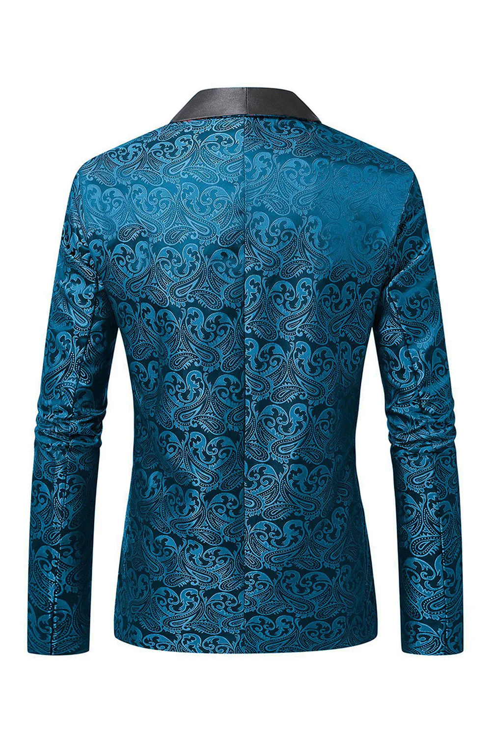 Dark Red Jacquard Shawl Lapel Men's Prom Blazer - Image 8