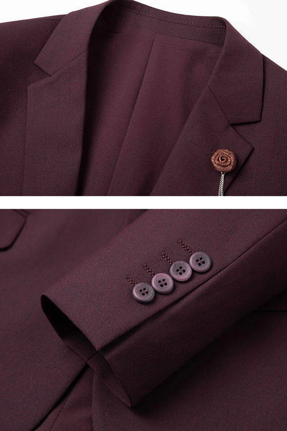 Dark Red Notched Lapel 2-piece Men Suits - Image 3