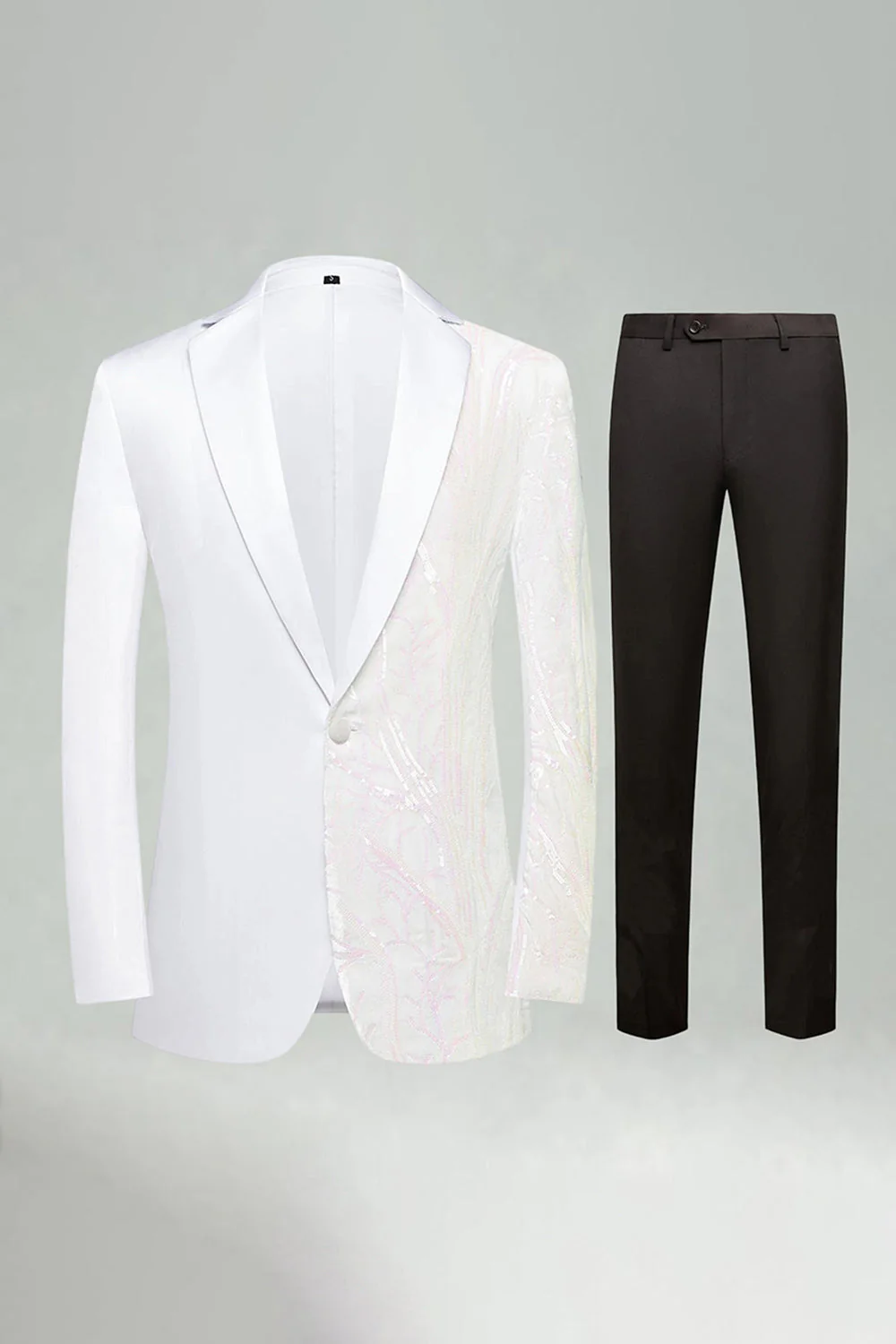 Dark Red Sequin Notched Lapel 2 Pieces Men's Prom Suits - Image 11