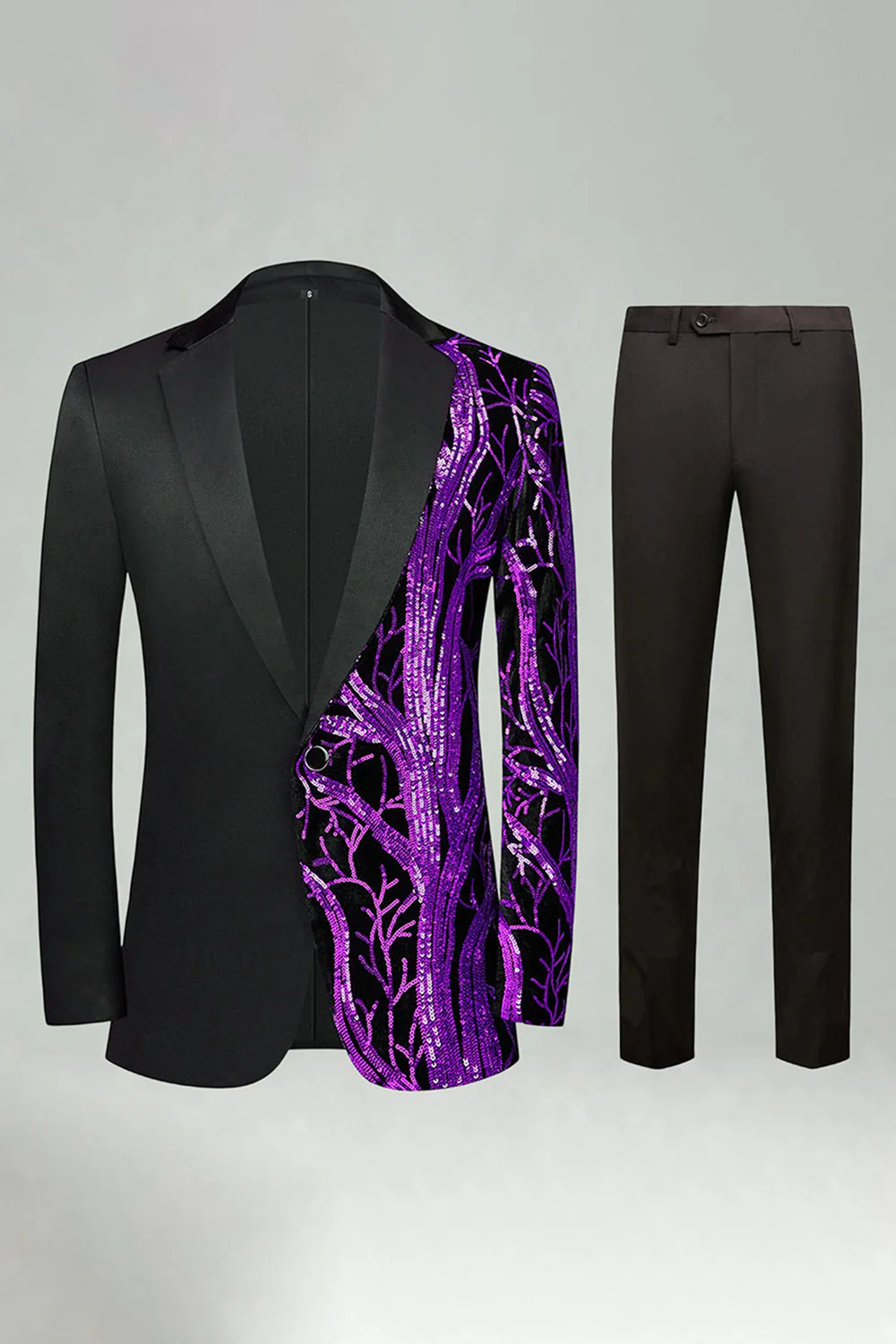 Dark Red Sequin Notched Lapel 2 Pieces Men's Prom Suits - Image 13