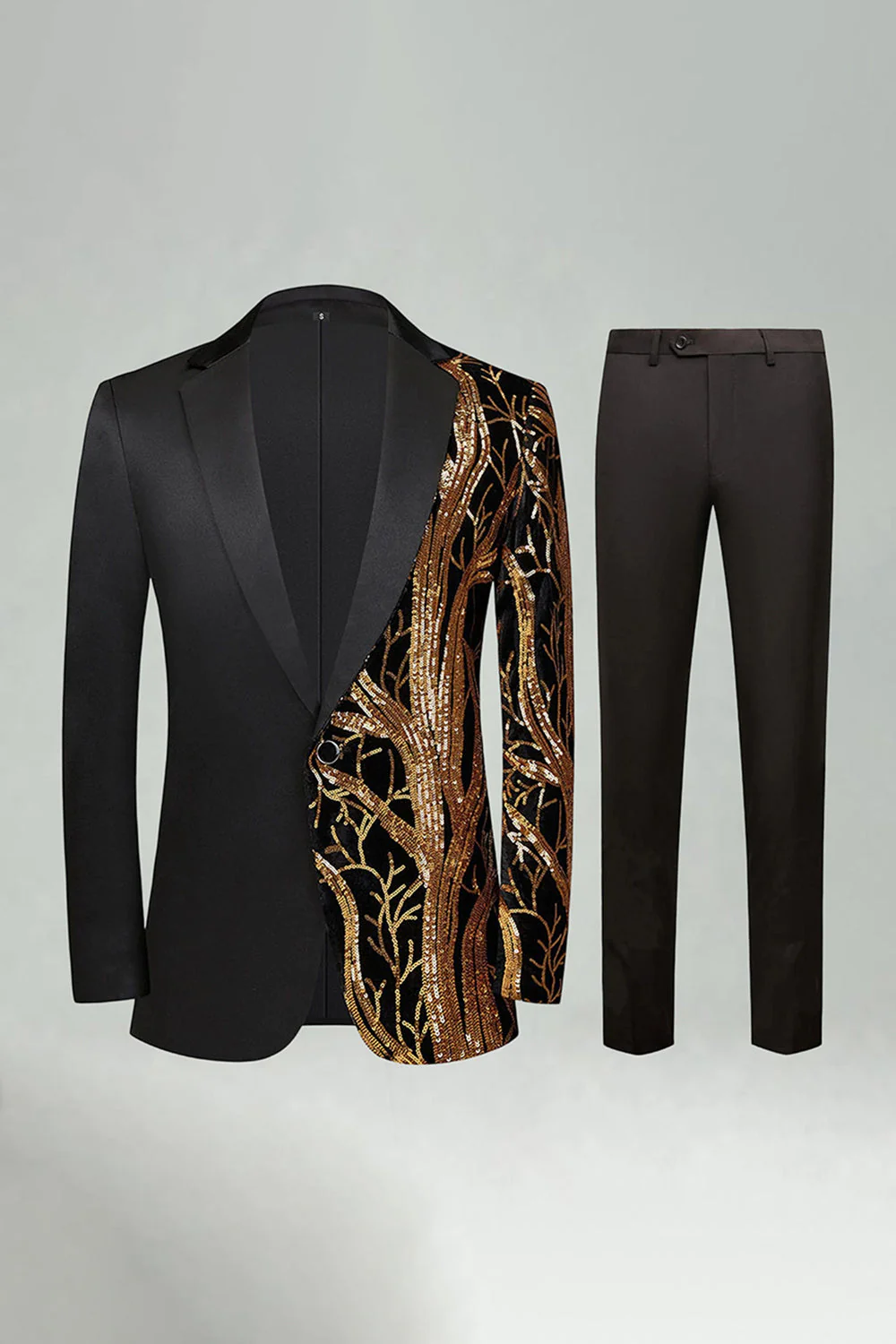 Dark Red Sequin Notched Lapel 2 Pieces Men's Prom Suits - Image 14