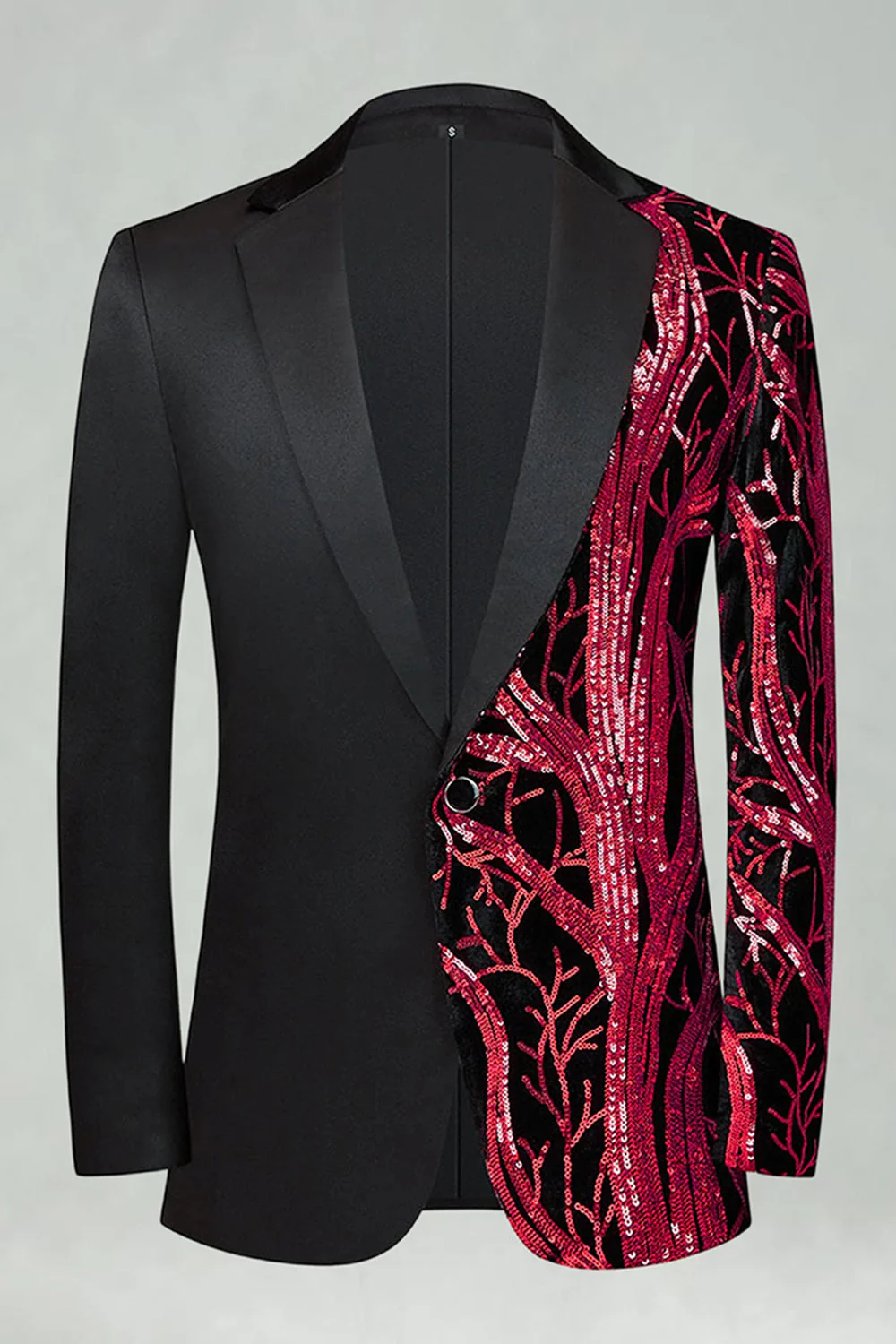 Dark Red Sequin Notched Lapel 2 Pieces Men's Prom Suits - Image 2