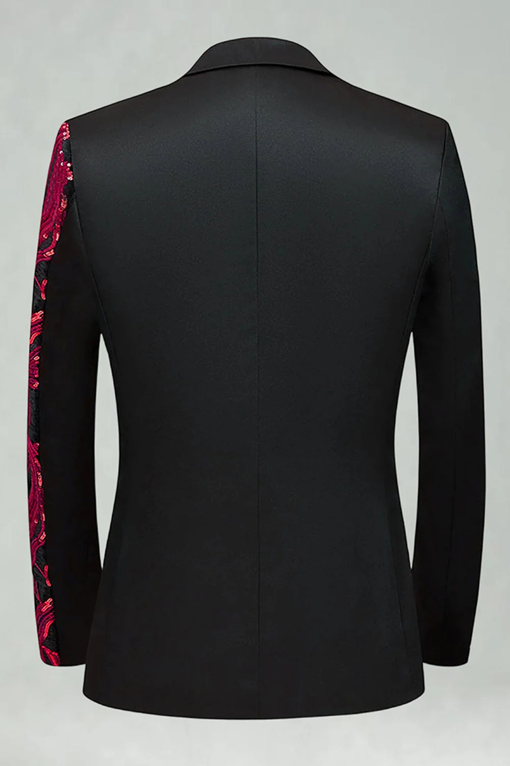 Dark Red Sequin Notched Lapel 2 Pieces Men's Prom Suits - Image 3