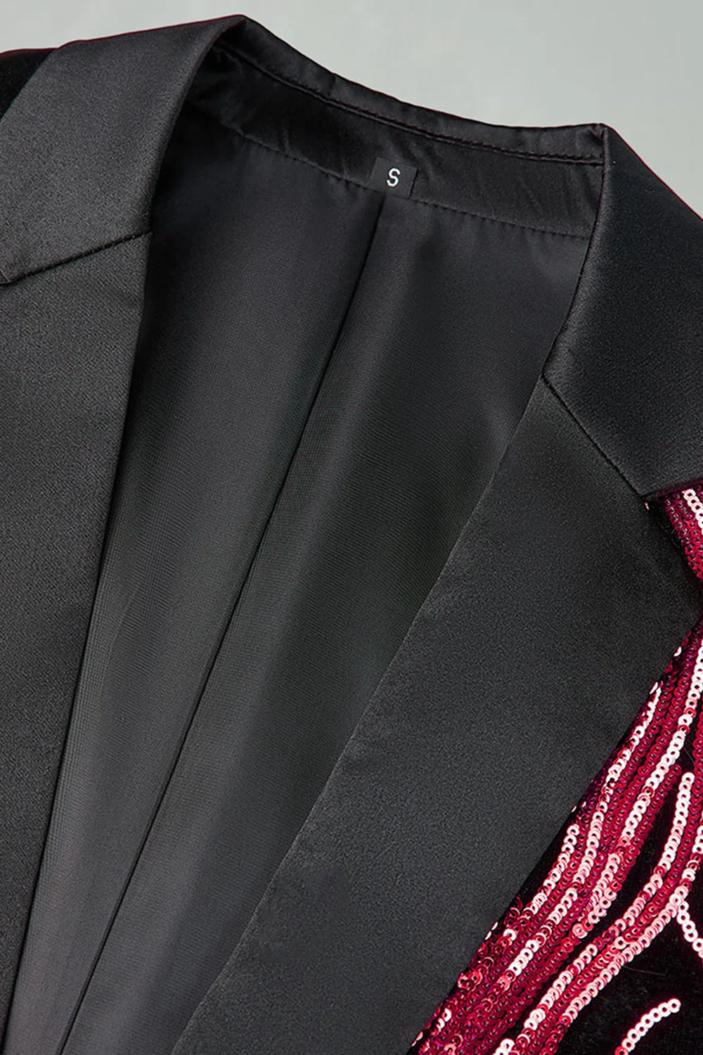 Dark Red Sequin Notched Lapel 2 Pieces Men's Prom Suits - Image 4