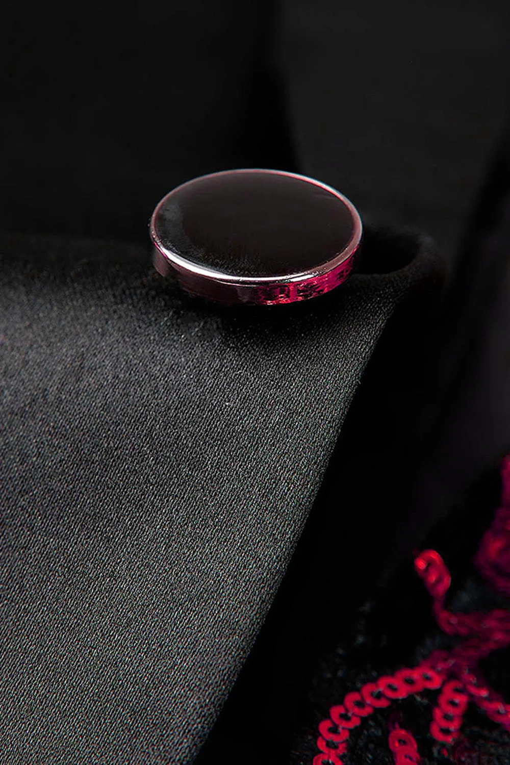 Dark Red Sequin Notched Lapel 2 Pieces Men's Prom Suits - Image 6