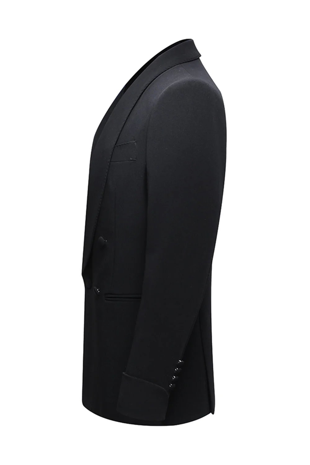 Double Breasted Black Shawl Lapel 2 Piece Men's Suits - Image 4