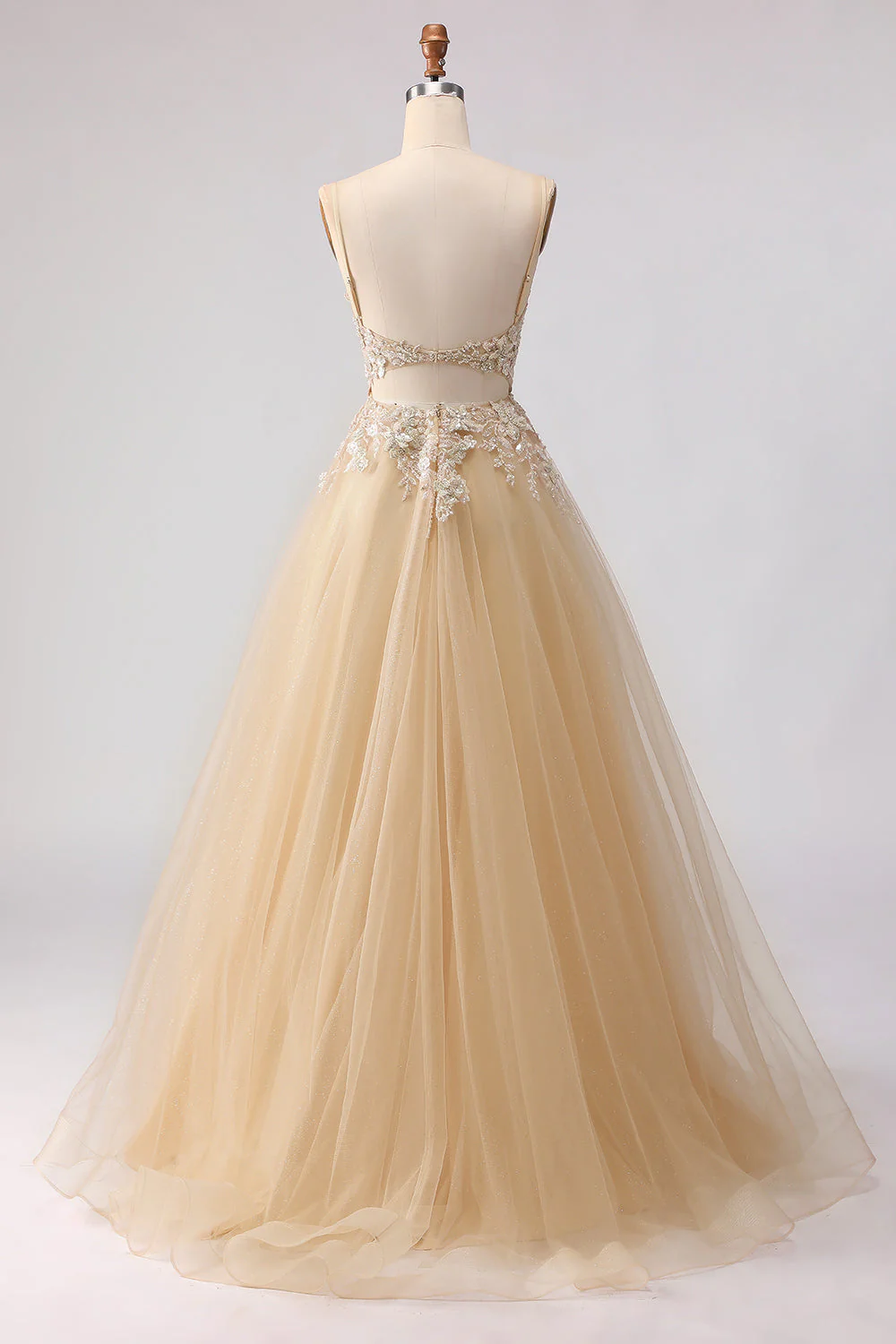Sage Green A-Line Embroidered Corset Long Tulle Prom Dress with Slit - Image 9