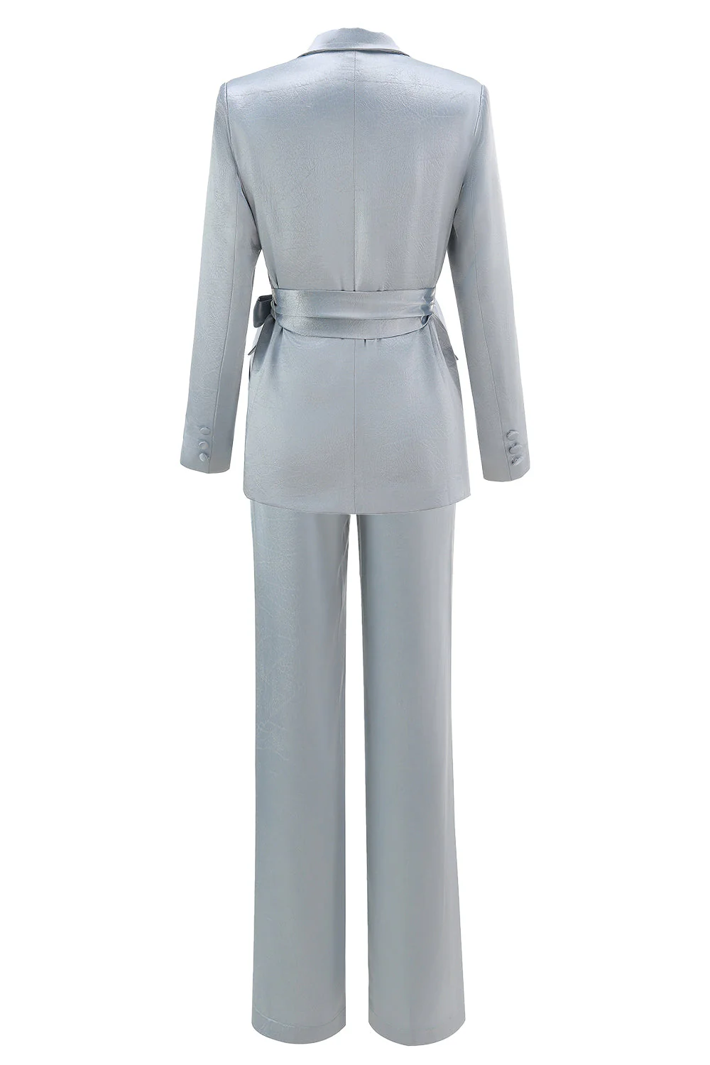 Dusty Blue Peak Lapel 2 Piece Women's Suit with Sash - Image 2