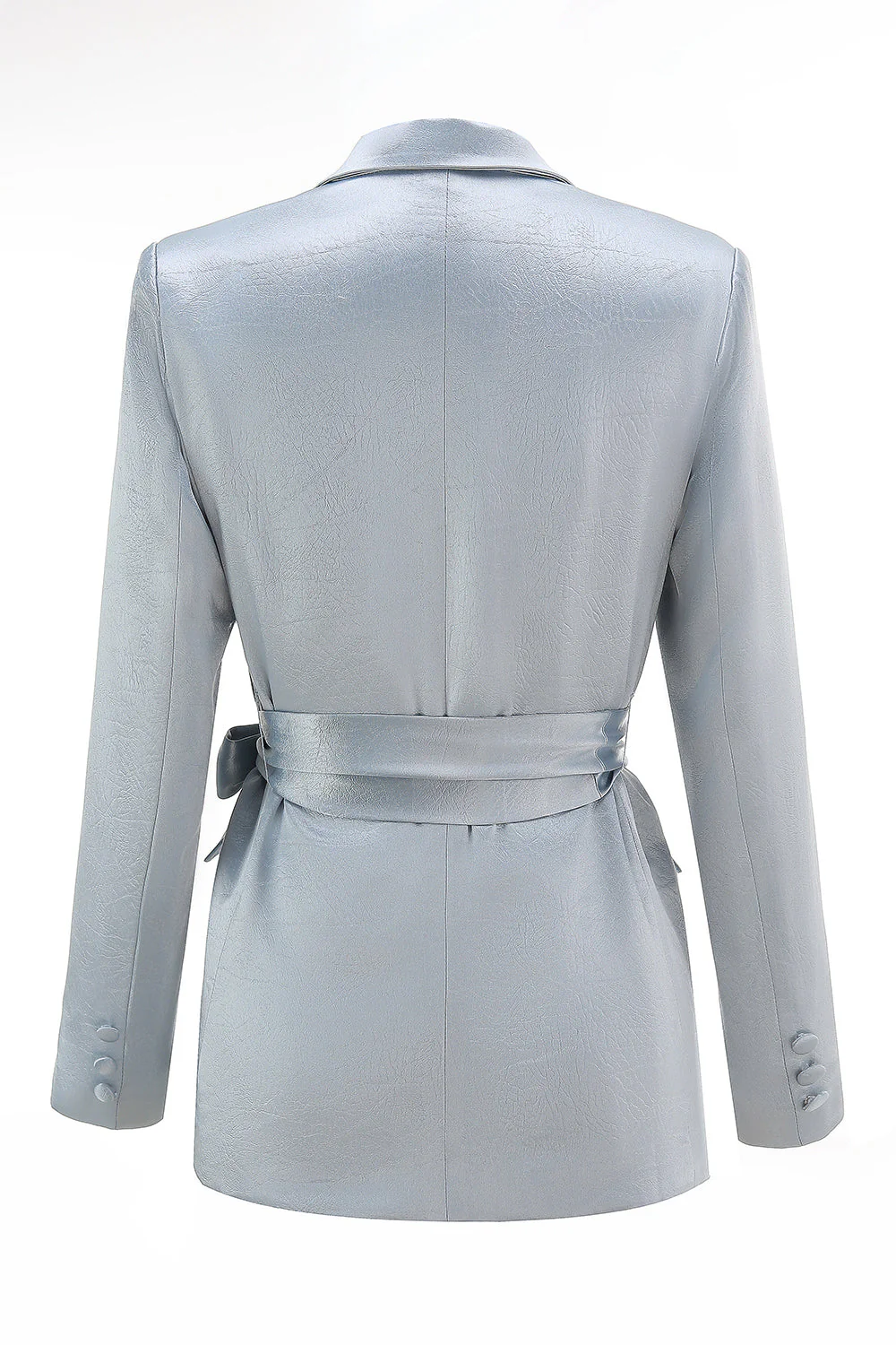 Dusty Blue Peak Lapel 2 Piece Women's Suit with Sash - Image 5