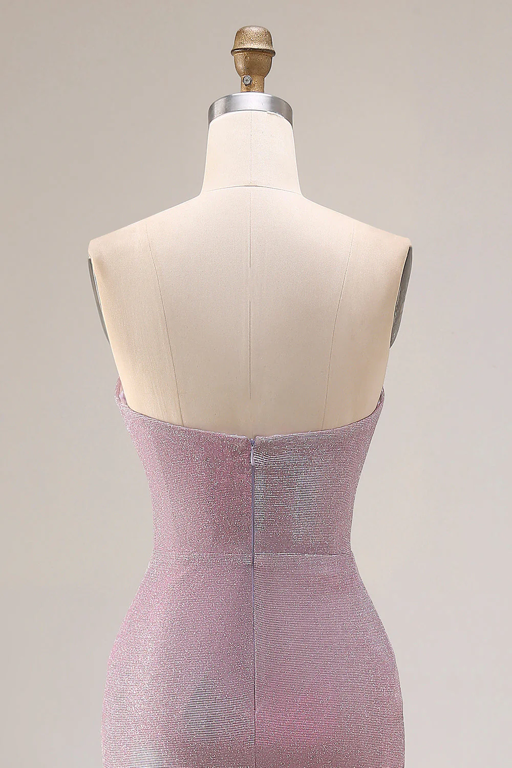 Dusty Plum Strapless Mermaid Ruched Long Prom Dress with Slit - Image 5