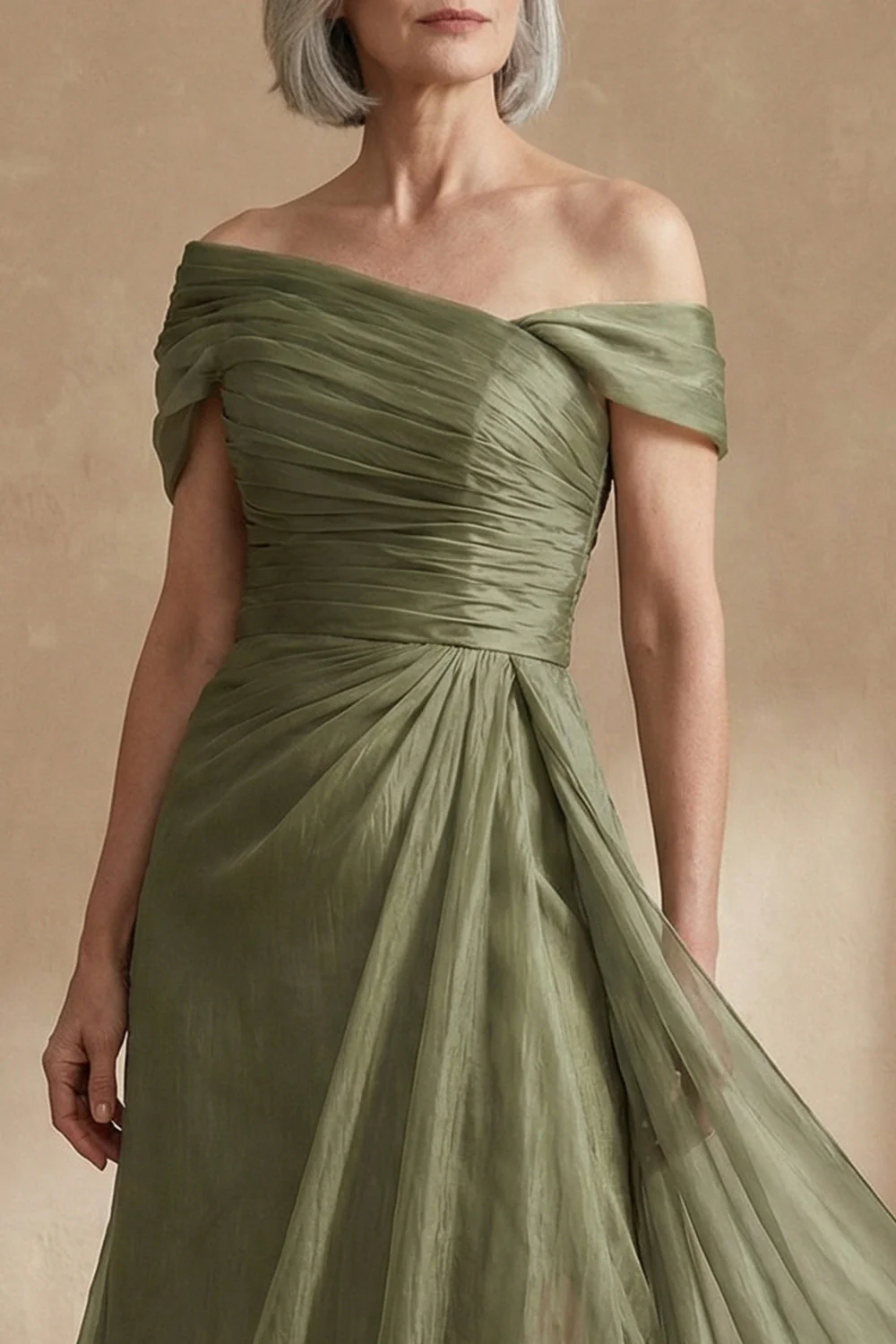 Dusty Sage A Line Asymmetrical Convertible Mother of the Bride Dress with Wrap - Image 5