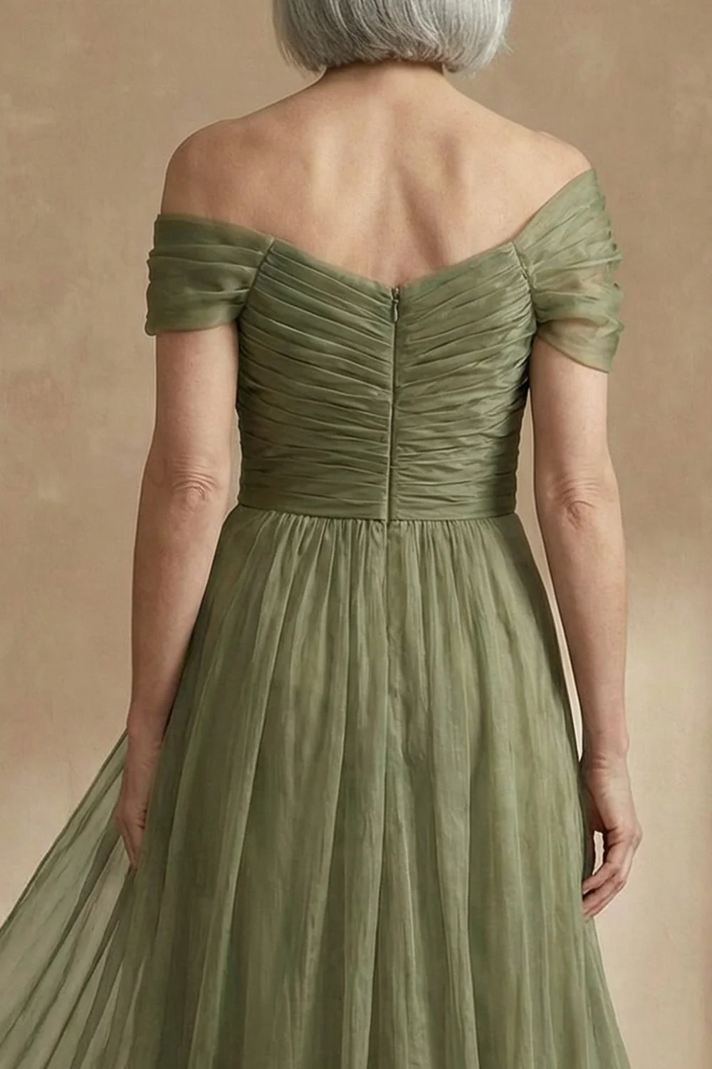 Dusty Sage A Line Asymmetrical Convertible Mother of the Bride Dress with Wrap - Image 6