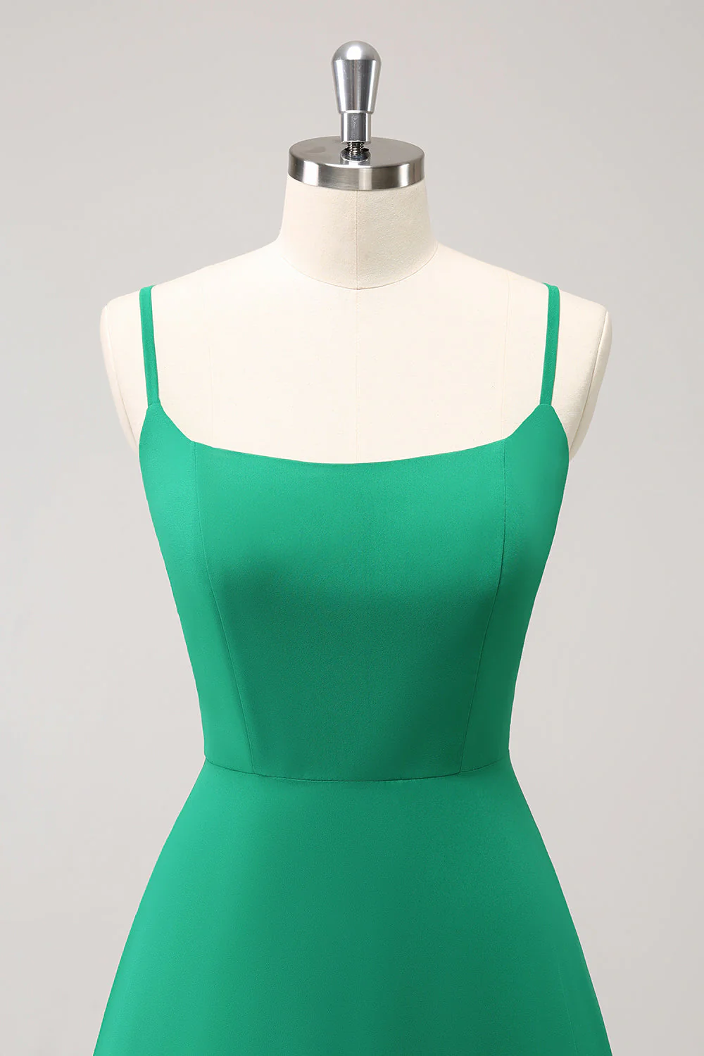 Elegant Green A Line Spaghetti Straps Bridesmaid Dress - Image 6